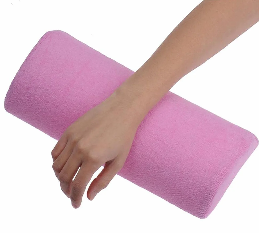 U-K Cuscino per mani per nail art, morbido cuscino in spugna - Set da tavolo per nail art - Supporto per bracciolo rimovibile, lavabile, supporto per manicure, trucchi (rosa) design carino