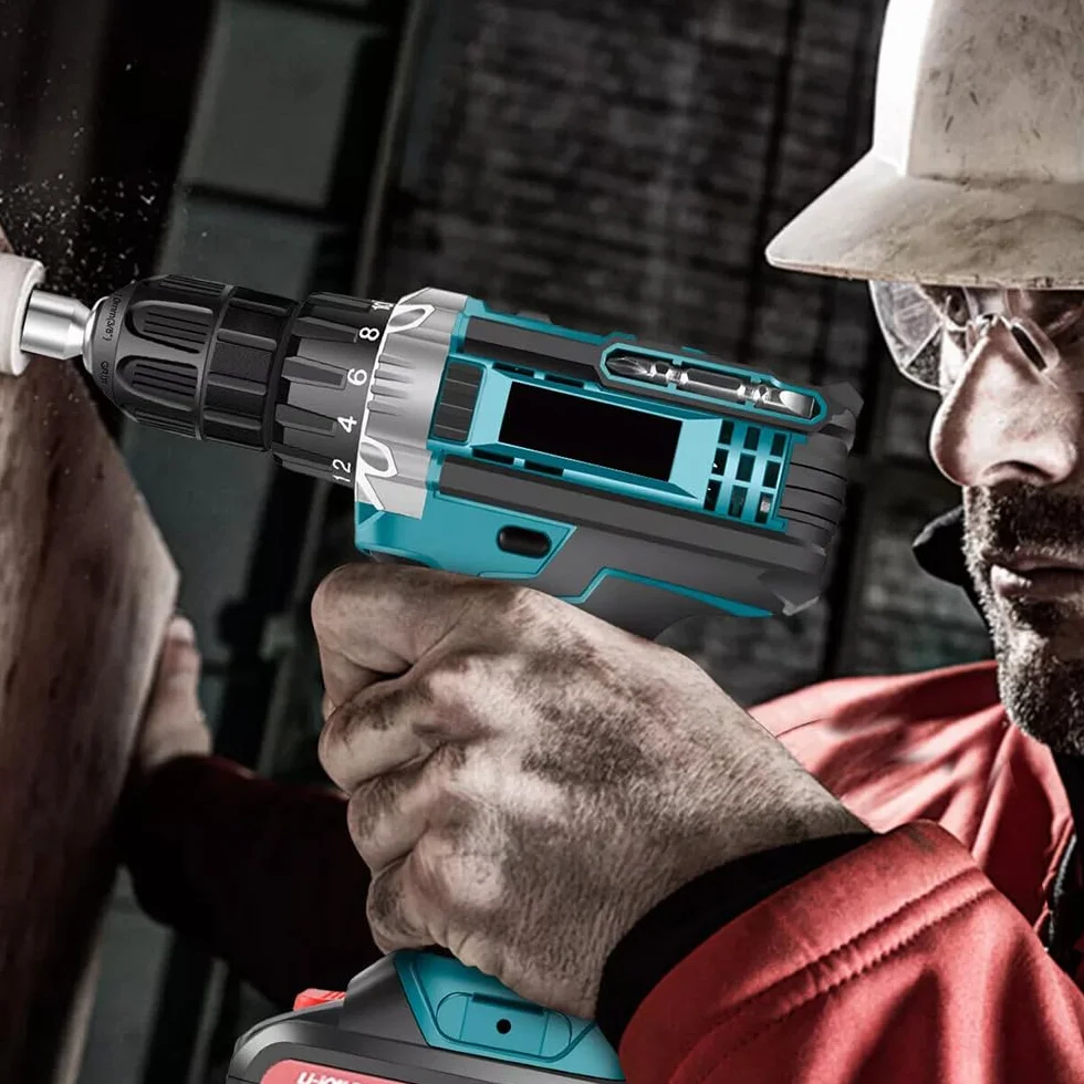 Kit Attrezzi Professionali 88V Trapano Avvitatore Smerigliatrice Angolare e Trapano a Impulsi 2 Batterie 14 Punte 3 IN 1