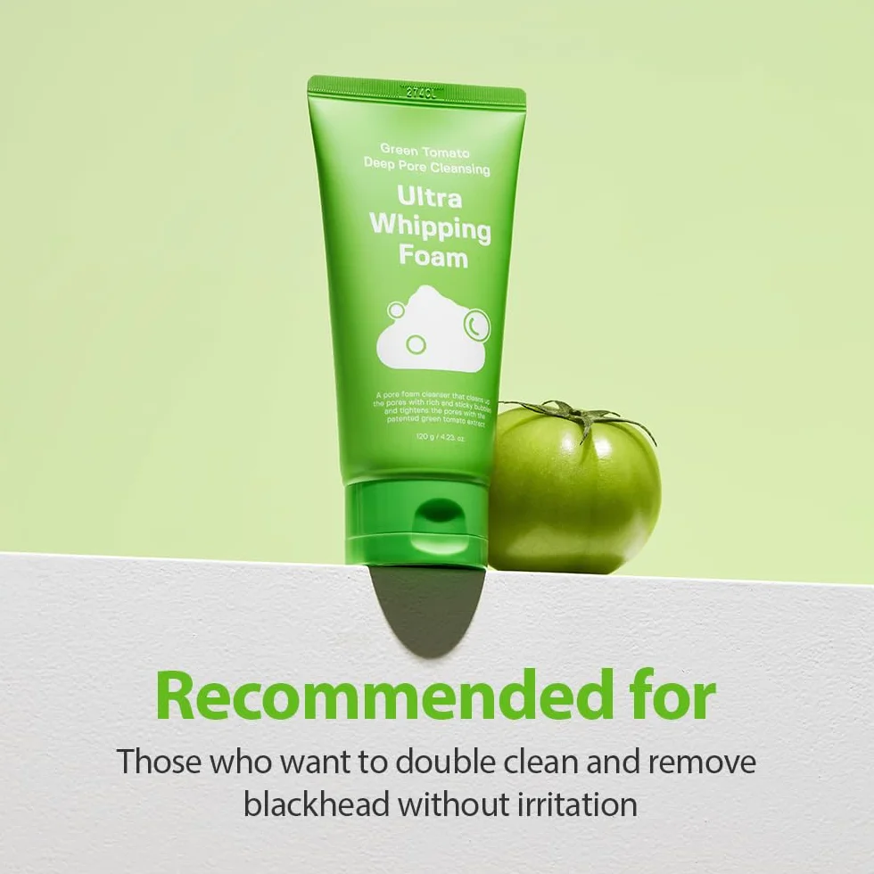 SUNGBOON EDITOR Green Tomato Deep Pore Cleansing Whipping Foam 120,2 g | Detergente viso schiumogeno coreano per pelli grasse, rimozione punti neri e minimizzatore dei pori | Cura della pelle