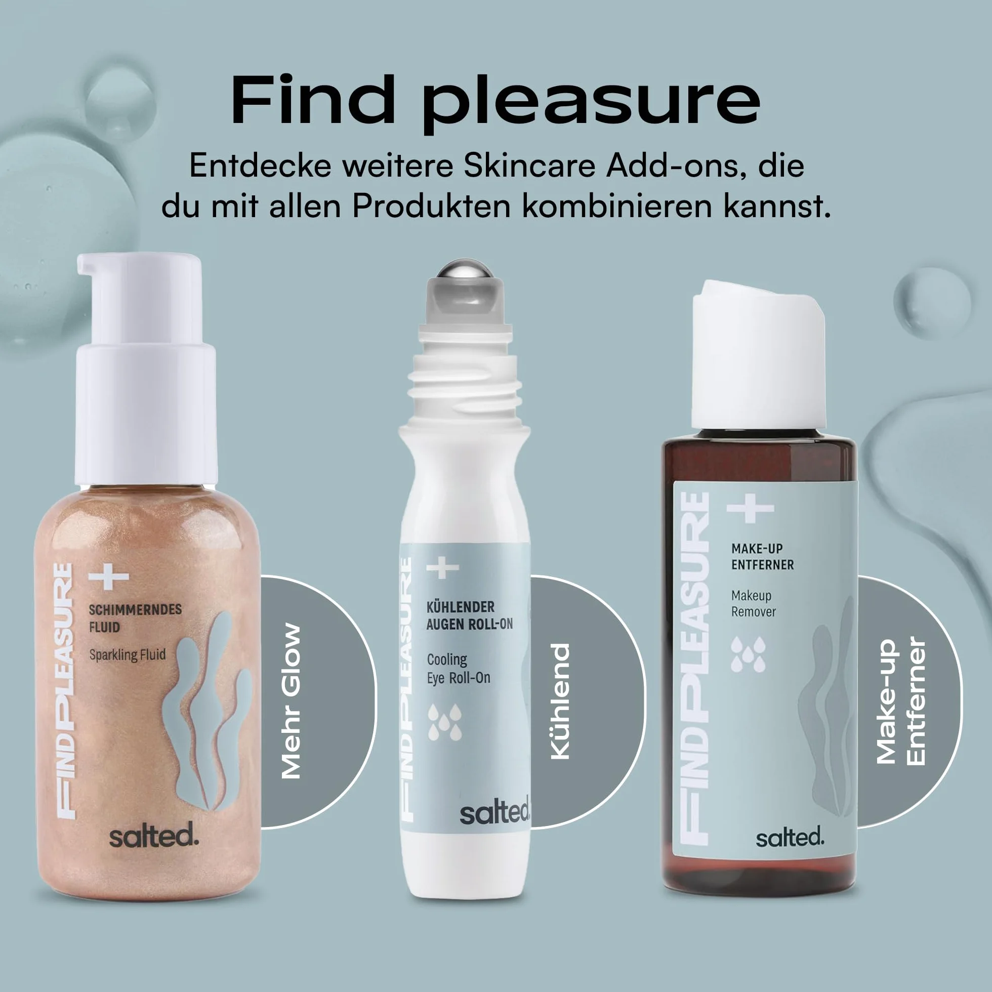 salted. Rullo rinfrescante per occhi | 15 ml | con niacinamide e microalghe | rullo per occhi contro occhiaie, rughe e gonfiore | rinfrescante anti anti invecchiamento per uomini e donne | vegano