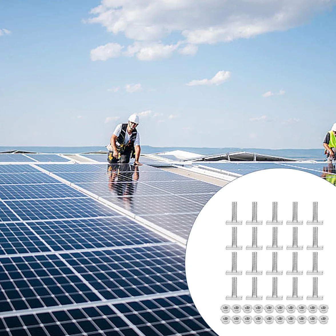Viti Testa Martello M8x20mm Dado T, Bullone Dadi Flangia, Fissaggio Solare Fotovoltaico Per Serra