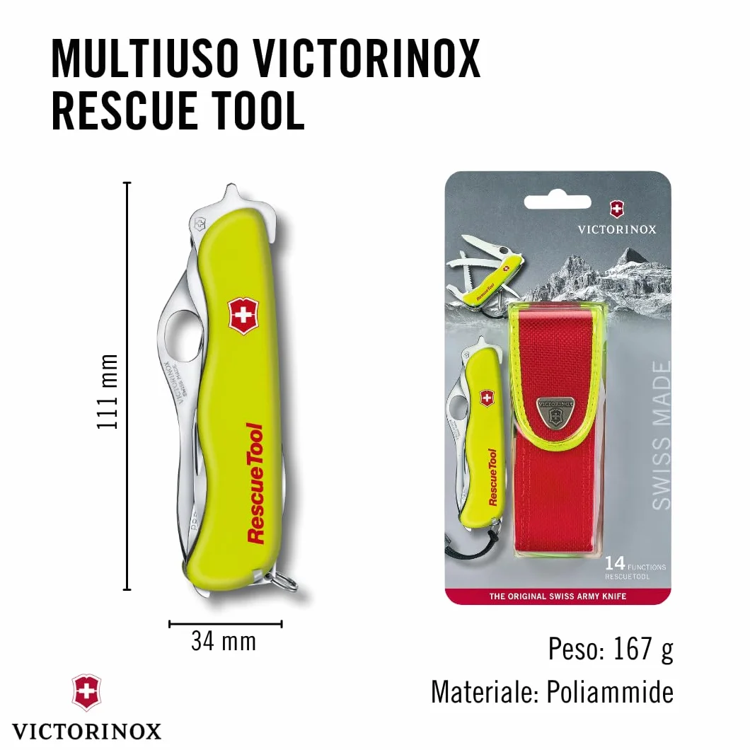Victorinox Rescue Tool MW Oryginalny Scyzoryk 13 Funkcji Lama Falista Śrubokręt 7 mm Blokada Jedną Ręką