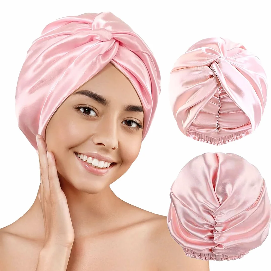 Cuffia Seta Capelli Notte, Cuffia Capelli Ricci Notte, Cuffia in Seta per Capelli Ricci, Silk Bonnet, Cuffia di Seta per Dormire, Cuffia da Notte per Capelli Ricci Lunghi Locs, Rosa