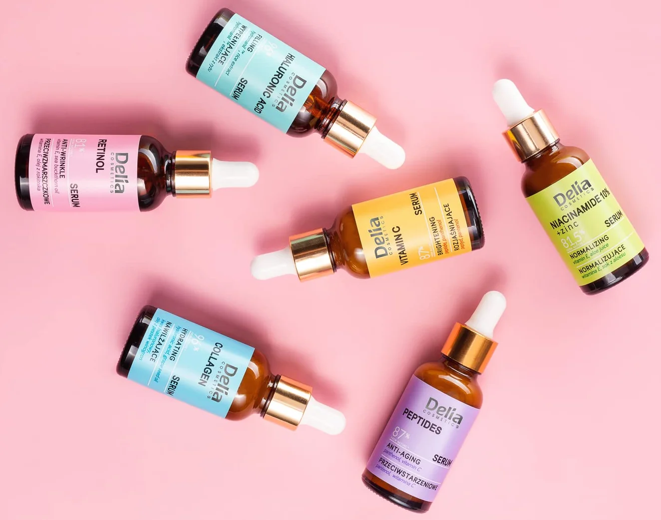 Delia Cosmetics - Siero Antirughe - Peptidi - Pelli Mature - Riduce le Rughe. Uniforma il Colorito della Pelle - Ritarda il Processo di Invecchiamento - Pelle Liscia e Soda - Vegano - 30ml