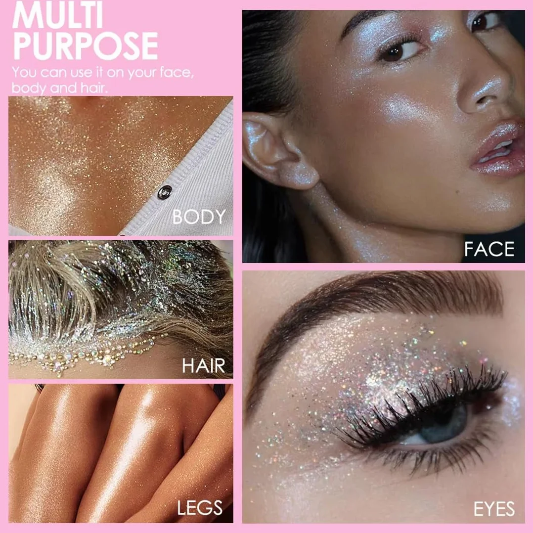 2 Pezzi Body Gel liquido con glitter da 25ml, a lunga durata, gel con paillettes per trucchi da festival, feste in maschera, compleanni