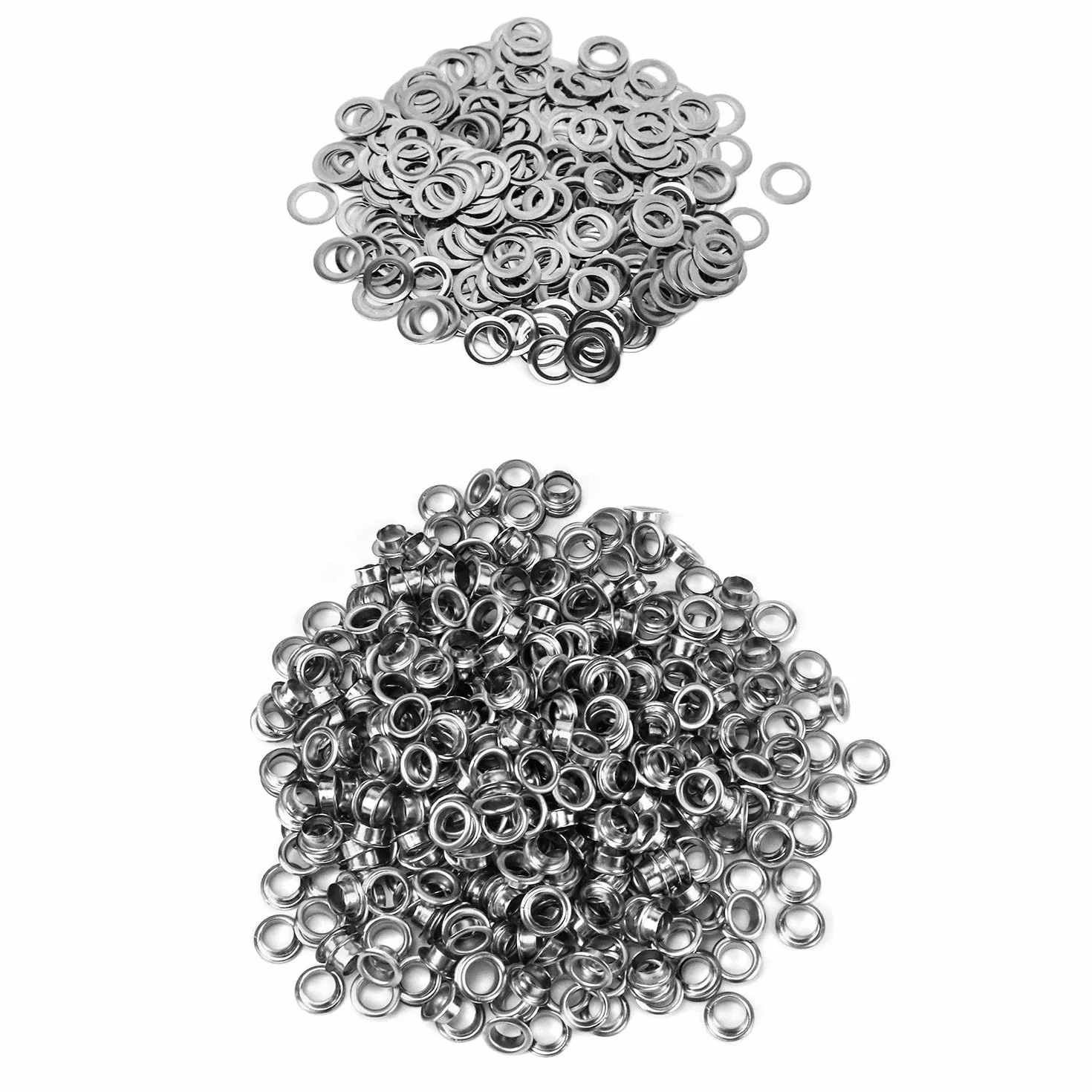 QWORK Occhielli Rondelle Kit 6 mm, 1000 sztuk, do butów, skóry, tkanin, pasków, rękodzieło, srebrny