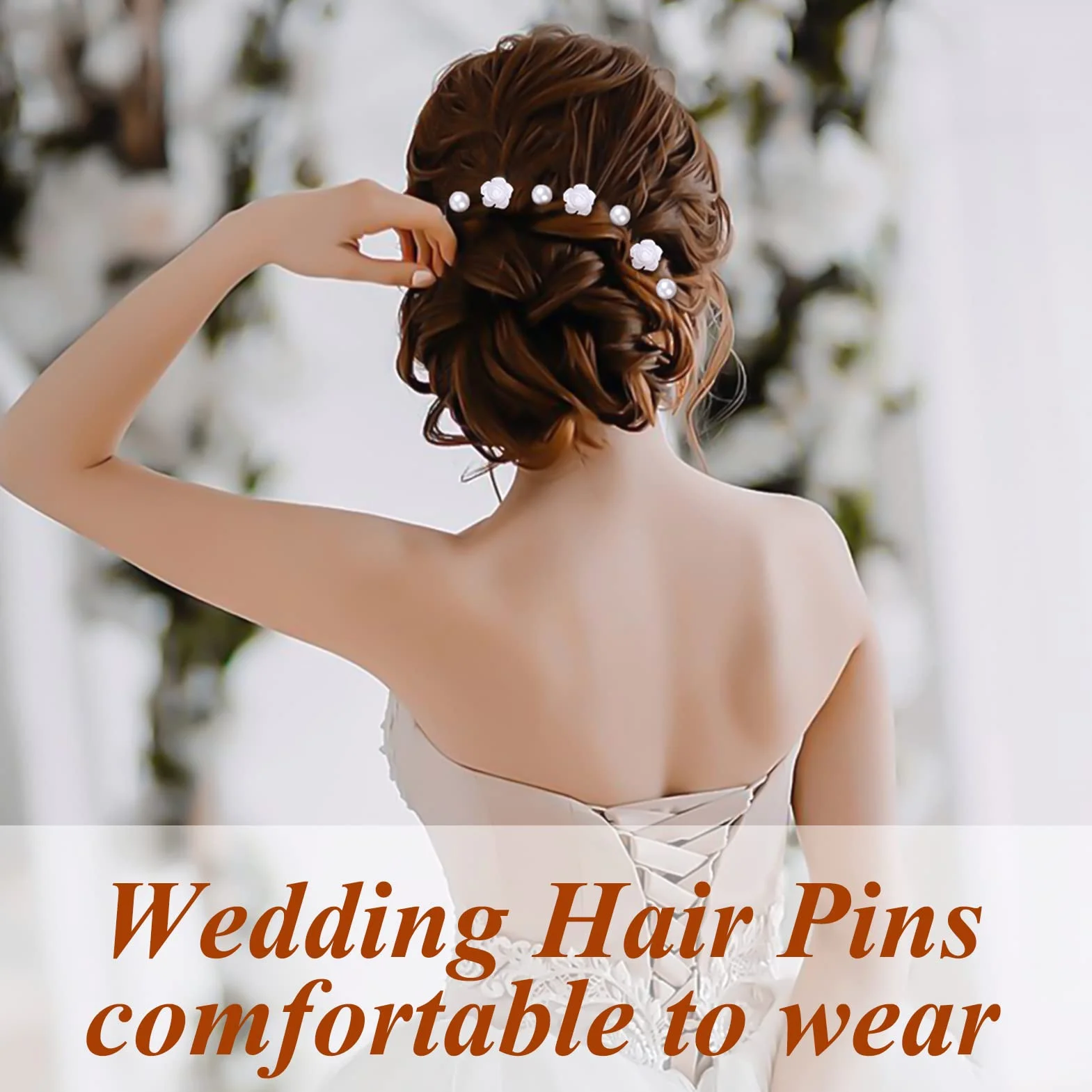 25 Pezzi Forcine per Capelli Sposa, Accessori Capelli Sposa Forcine per Capelli di Rosa Bianca Perla, Capelli con Perlé a Forma di U per Matrimoni, Spose, Damigelle, Anniversari e Comunione