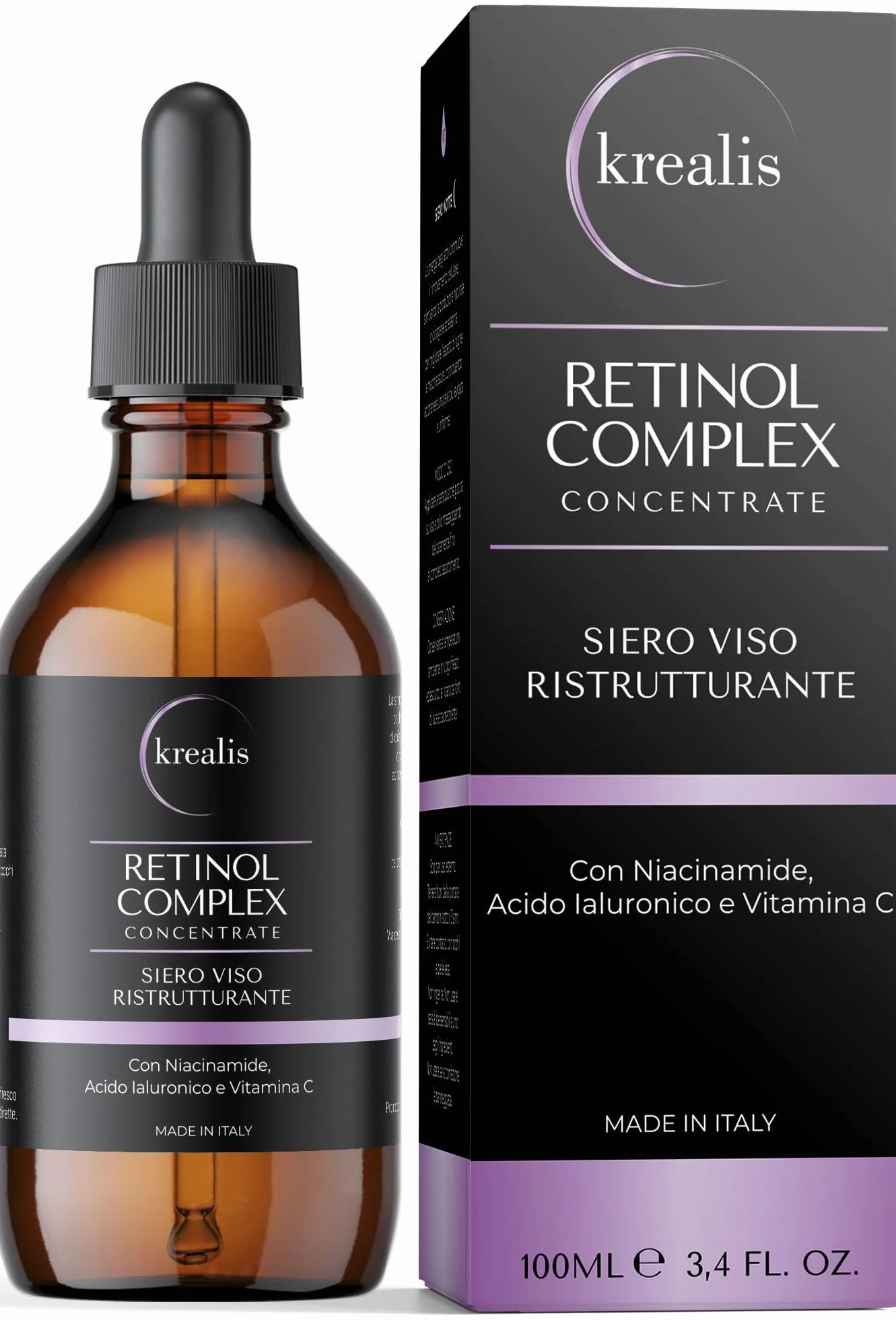 100ml - Retinolo Viso Completo con Niacinamide, Acido Ialuronico e Vitamina C, Siero Retinolo Idratante, Siero Viso, Antirughe, Antimacchia