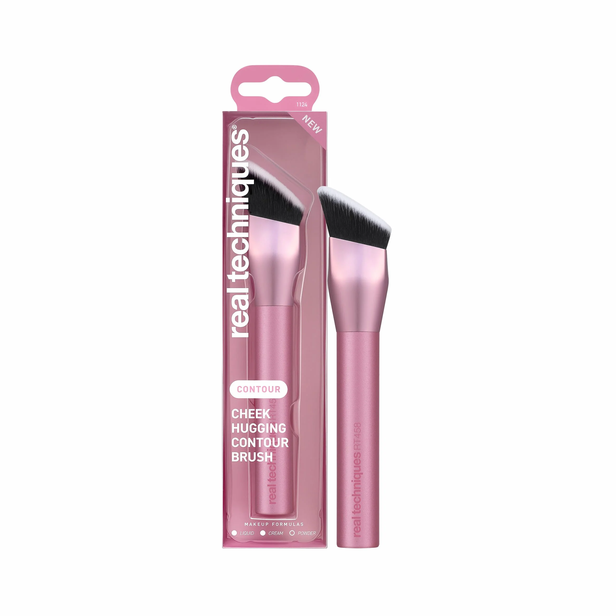 Real Techniques Cheek Hugging Contour Brush, Angled Makeup Brush for Cream Contour Liquid Bronzer & Sculpting, Precision Face Shaping, UltraPlush Bristles, Cruelty-Free, 1 Count
