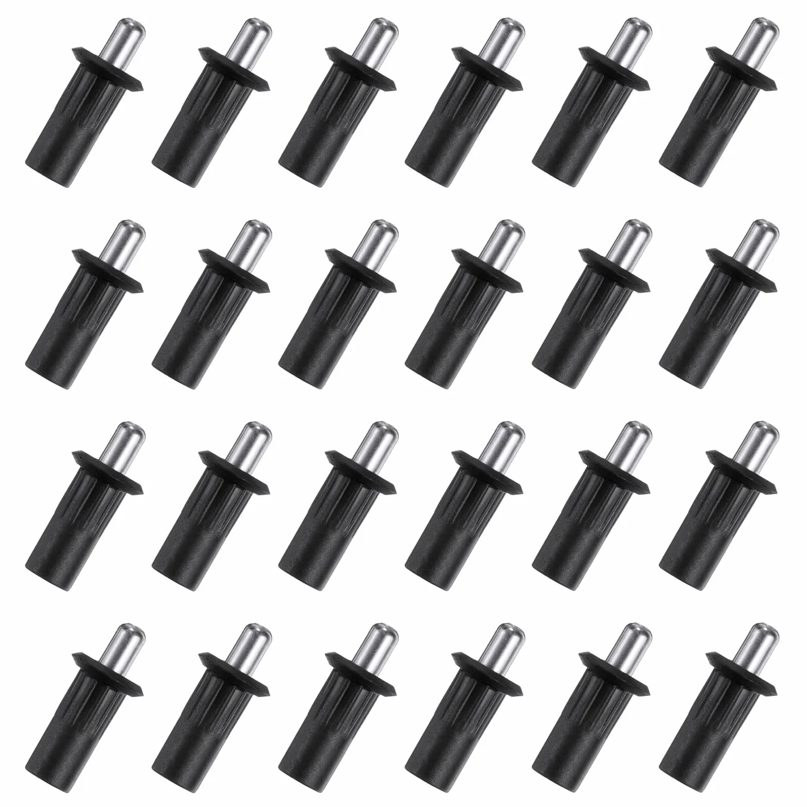 QUARKZMAN 6,8mm Armadio Porta Riparazione Perni 24pz Plastica Smorzatore Sostituzione Molla Ferro Asse Caricato Mobili Pannello Connettore Persiana Cucina Nero