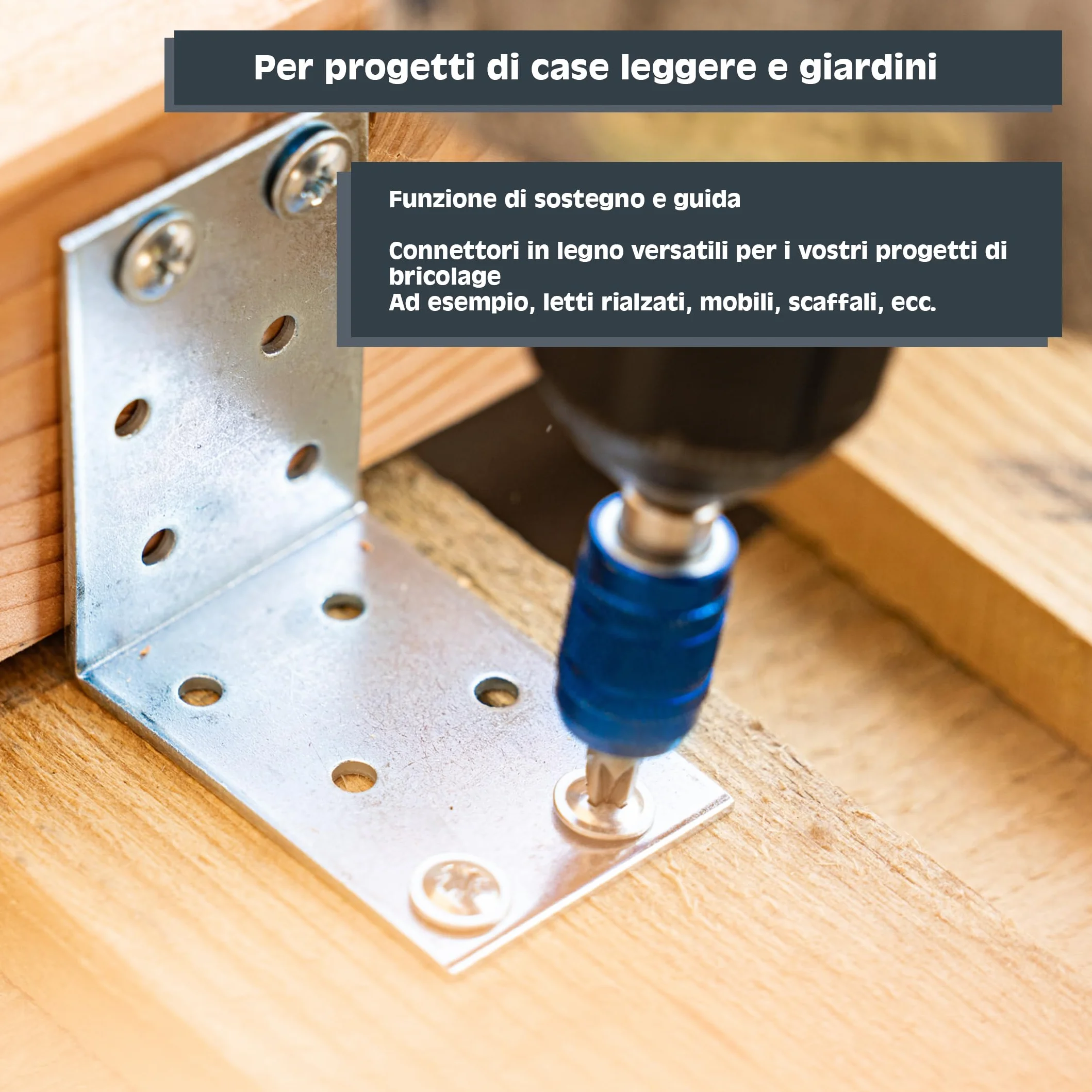 HELPMATE Connettore angolare zincato 60x60x40 mm piastra forata protezione corrosione