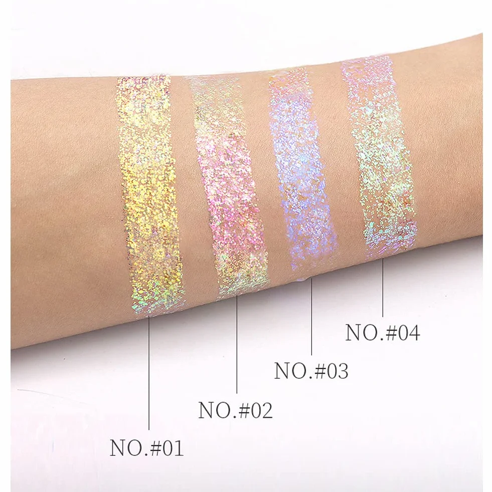Biodegradabile Face Glitter Gel, Holographic Body Glitter Gel Sirena Liquido Eyeshadow Glitter Fine per Corpo, Viso, Capelli, Festival Glitter a lunga durata Sparkling 1.4 oz (#02)