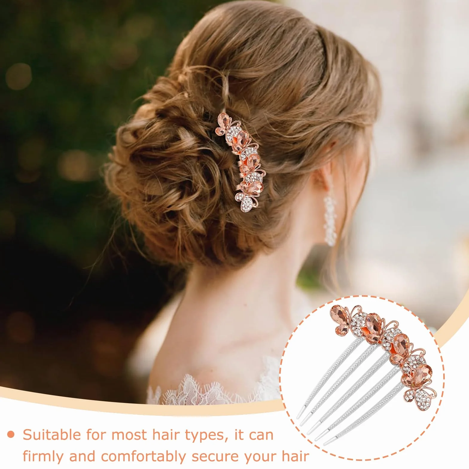 3 Pezzi Strass Pettine Cristallo - Farfalle e Fiori per Capelli da Sposa - Accessorio con Strass per Donne e Ragazze