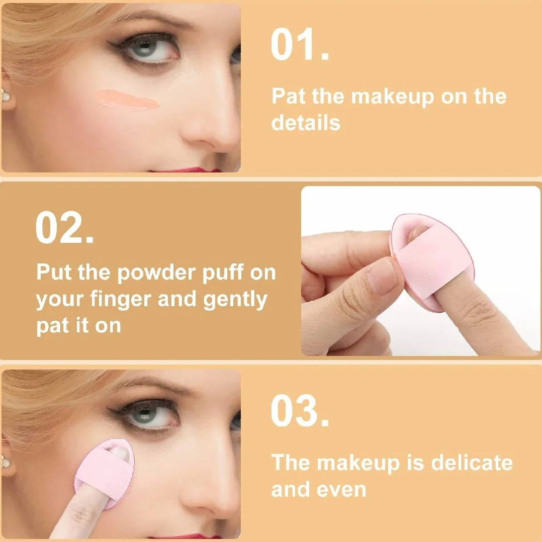 5PCS Polvere per dita,2PCS Burro a sfoglia umido e secco,Mini soffio di polvere,per Fondotinta Correttore Cosmetico Fondotinta Spugna Strumento di Trucco in Polvere
