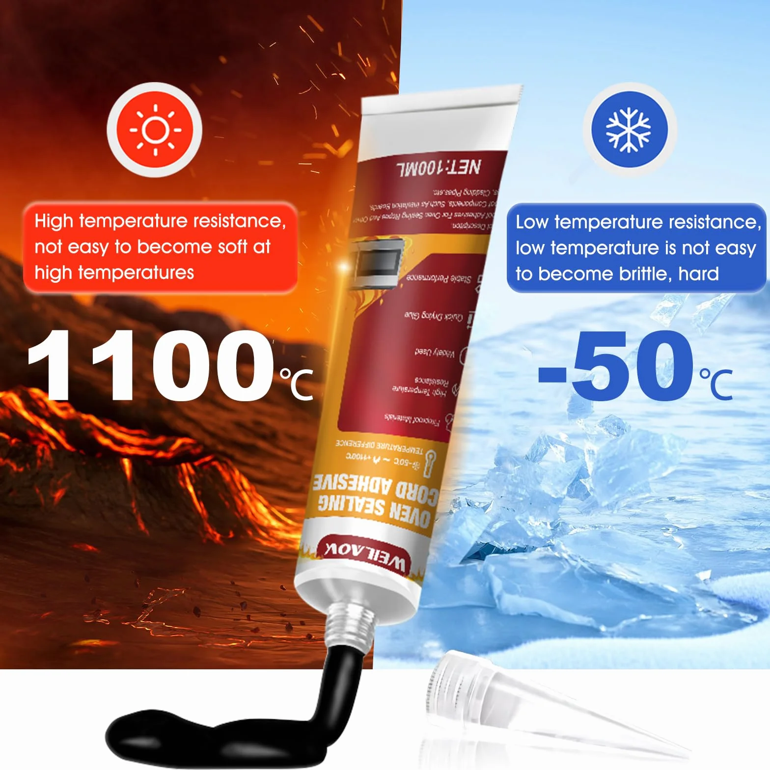 Silicone Alte Temperature Nero 100 ml do Pieca, Kuchenki Mikrofalowej, Płyty Indukcyjnej