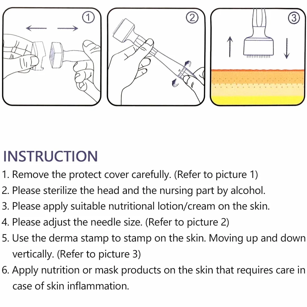 Derma Stamp, Aoyswuz Microneedle Derma Rullo Regolabile 140 Titanio Aghi Timbro Microneedling per Crescita dei Capelli Cura Della Pelle dei Viso