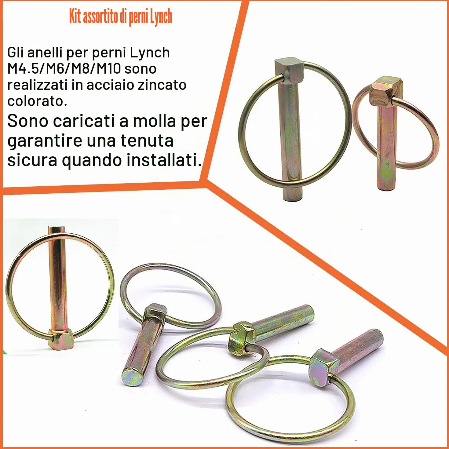 Coppiglie Spine Scatto Coppiglie ad Anello 14 Pezzi Acciaio per Rimorchi Trattori Veicoli Agricoli