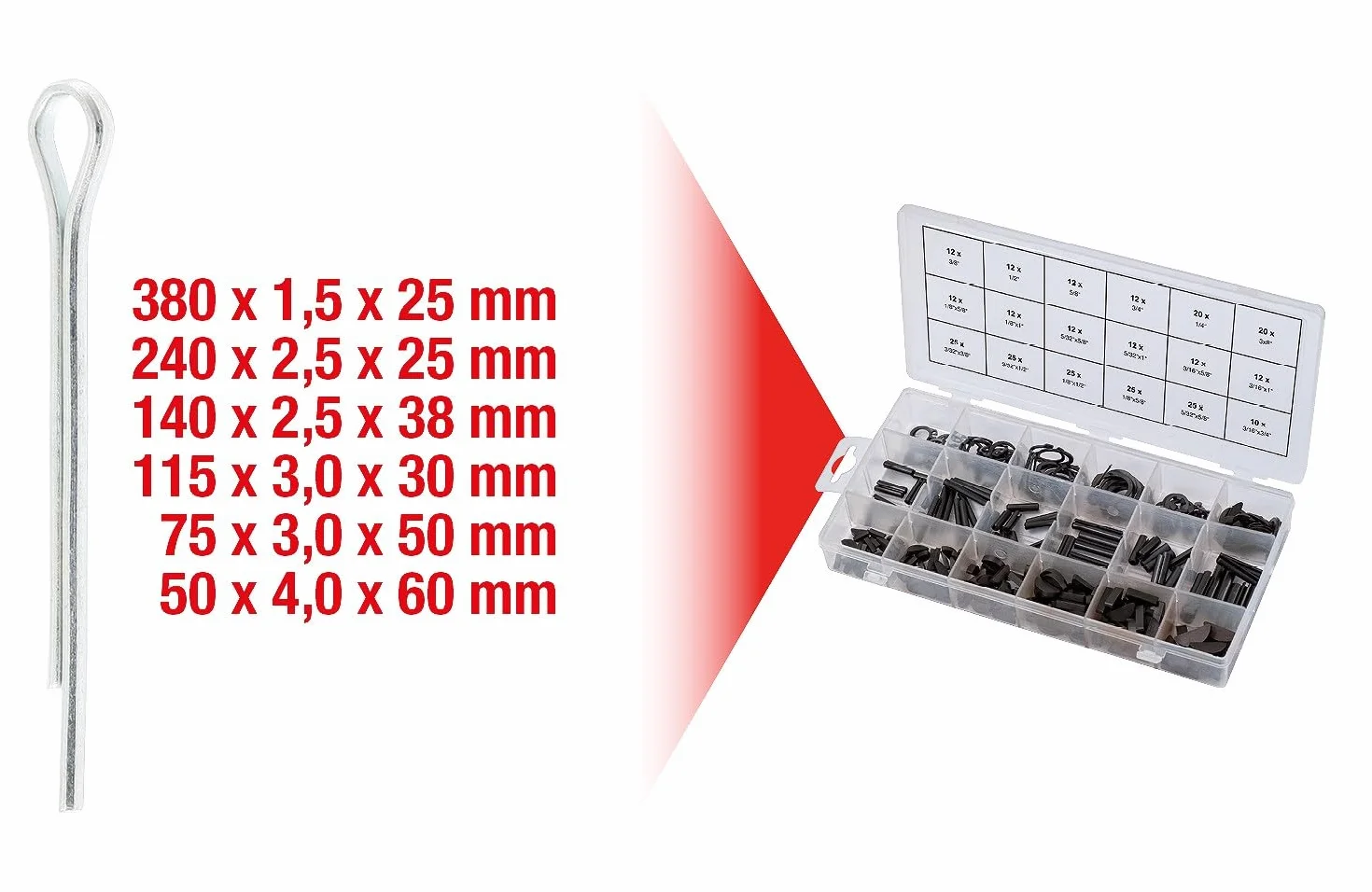 KS Tools Assortimento di coppiglie 1000 pz