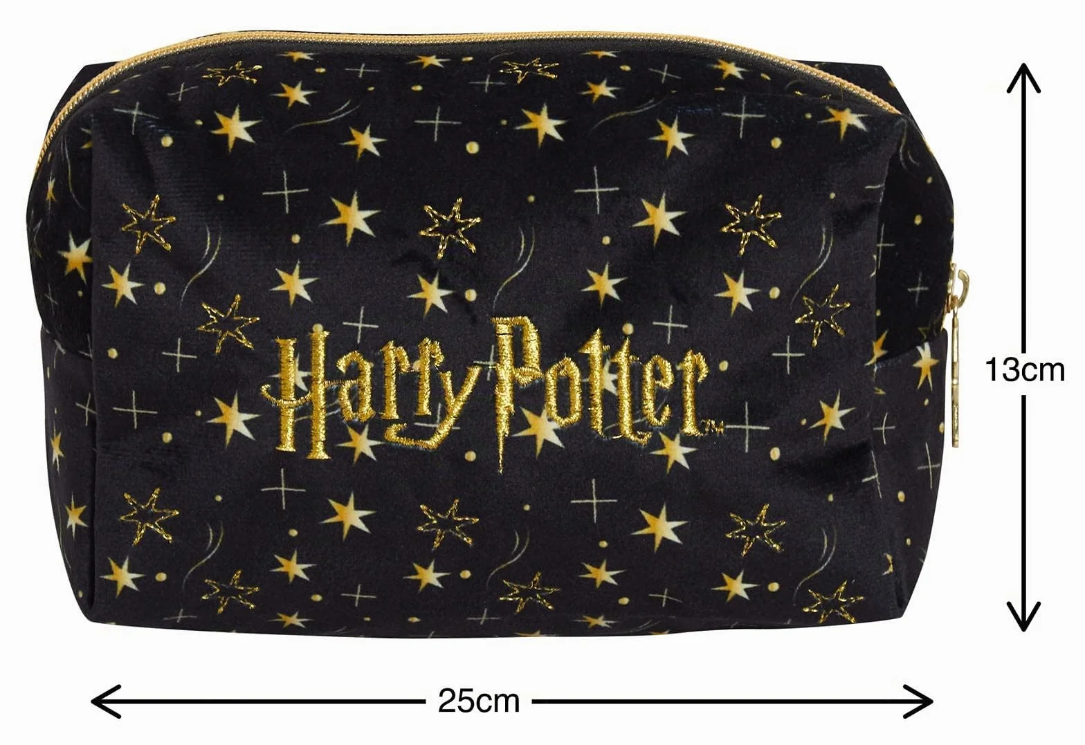 Beauty case Harry Potter per donne e ragazze, astuccio doppio lato nero per cosmetici e articoli da toeletta, accessorio da viaggio, regalo delle Relique della Morte.
