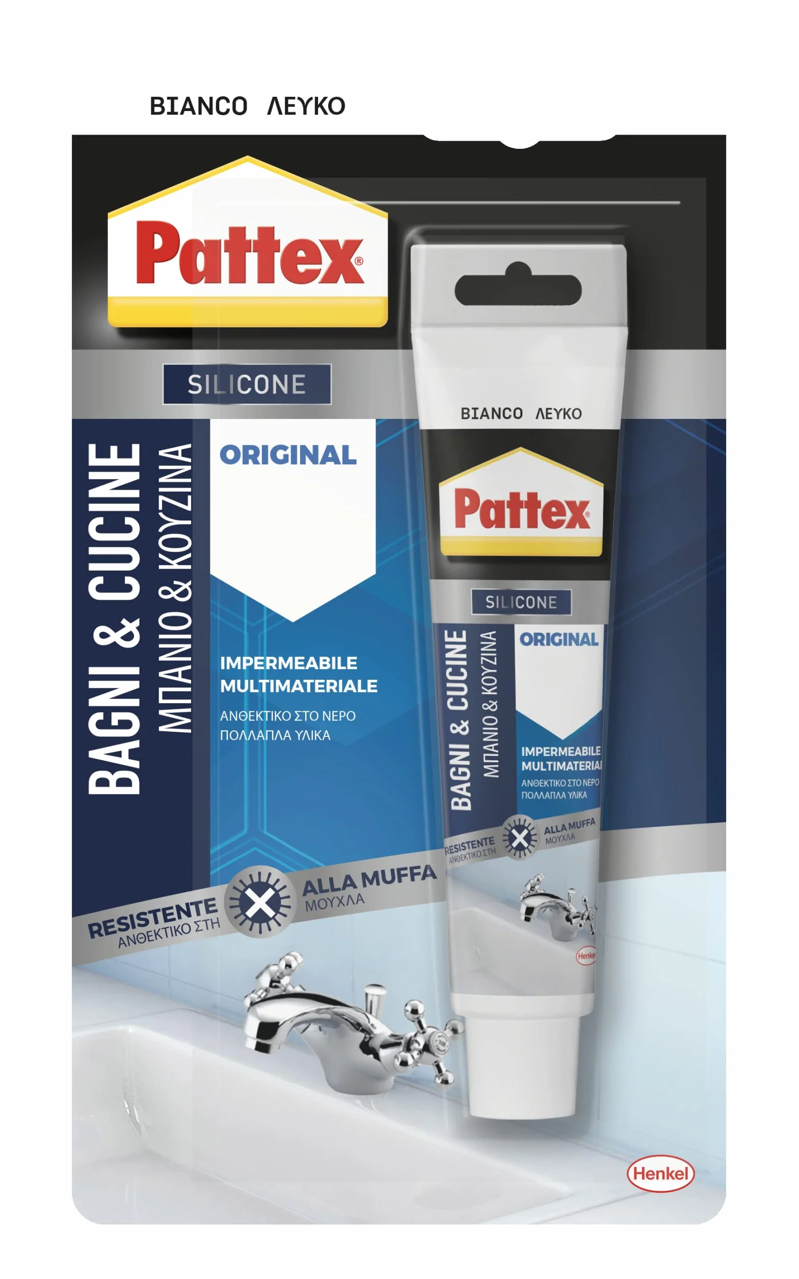 Pattex Original Silicone Bianco Sigillante Bagno Cucina Resistente alla Muffa Impermeabile 50 ml