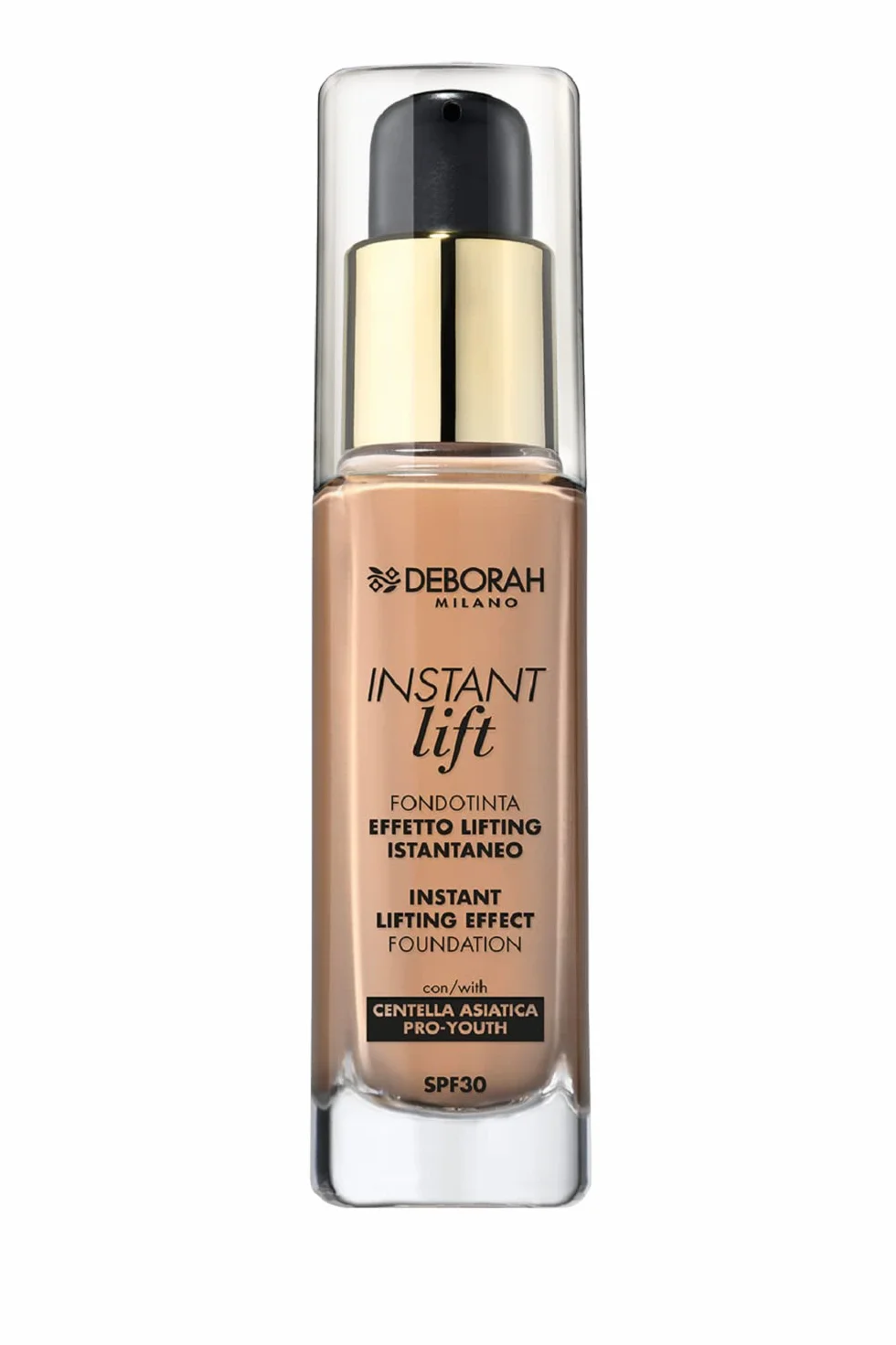 Deborah Fondotinta Instant LIft N.05 Amber SPF30, Lunga Tenuta, Effetto Lifting, Texture fluida e leggera, con Polveri Soft Focus che donano Radiosità Istantanea