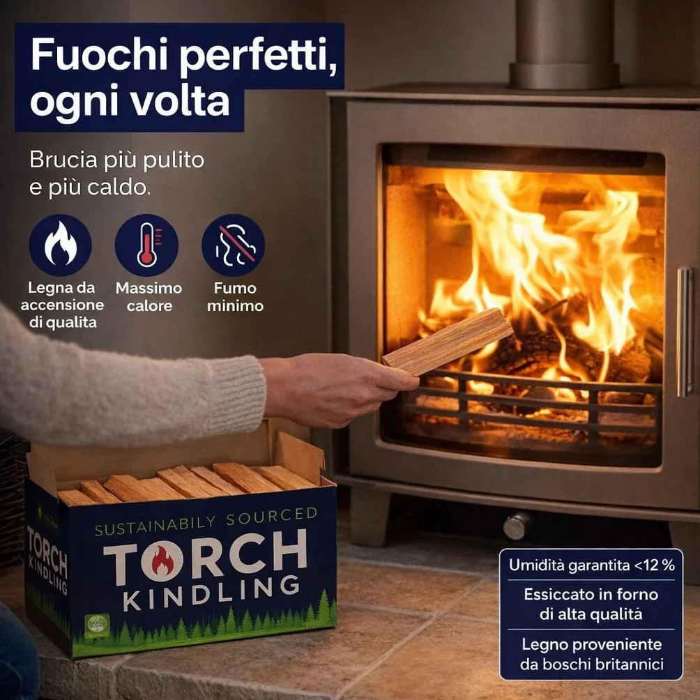 Accendifuoco naturale essiccato in forno 2,5 kg bastoncini per stufa a legna barbecue camino