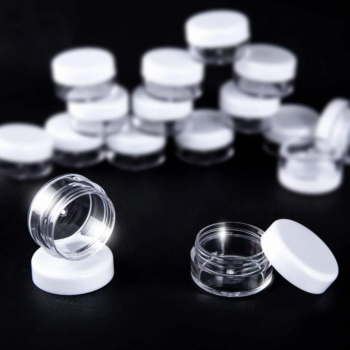 60 vasetti cosmetici vuoti, in plastica trasparente da viaggio, contenitori cosmetici per lozione, crema, deposito trucco (5 g/5 ml)