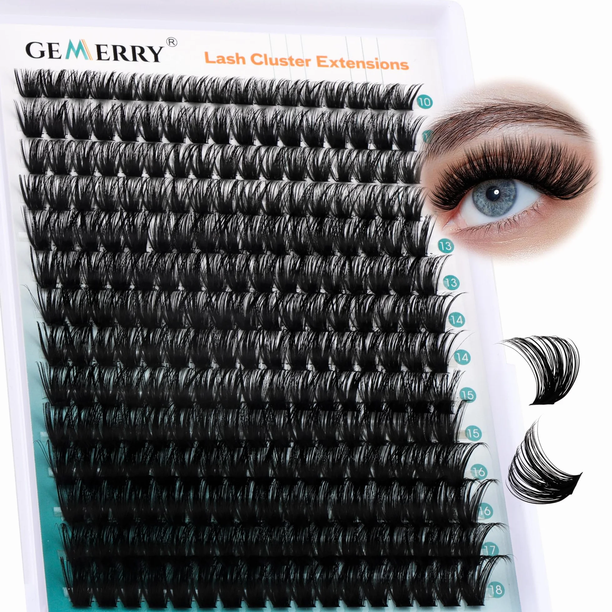 GEMERRY Ciglia Finte 80D Cluster Volume Russo 10-18mm mix 0.07 mm D Curl Fai Da Te a Casa per Principianti Individuali Professional Ciglia Finte Extension(80D-0.07D-10-18mm)