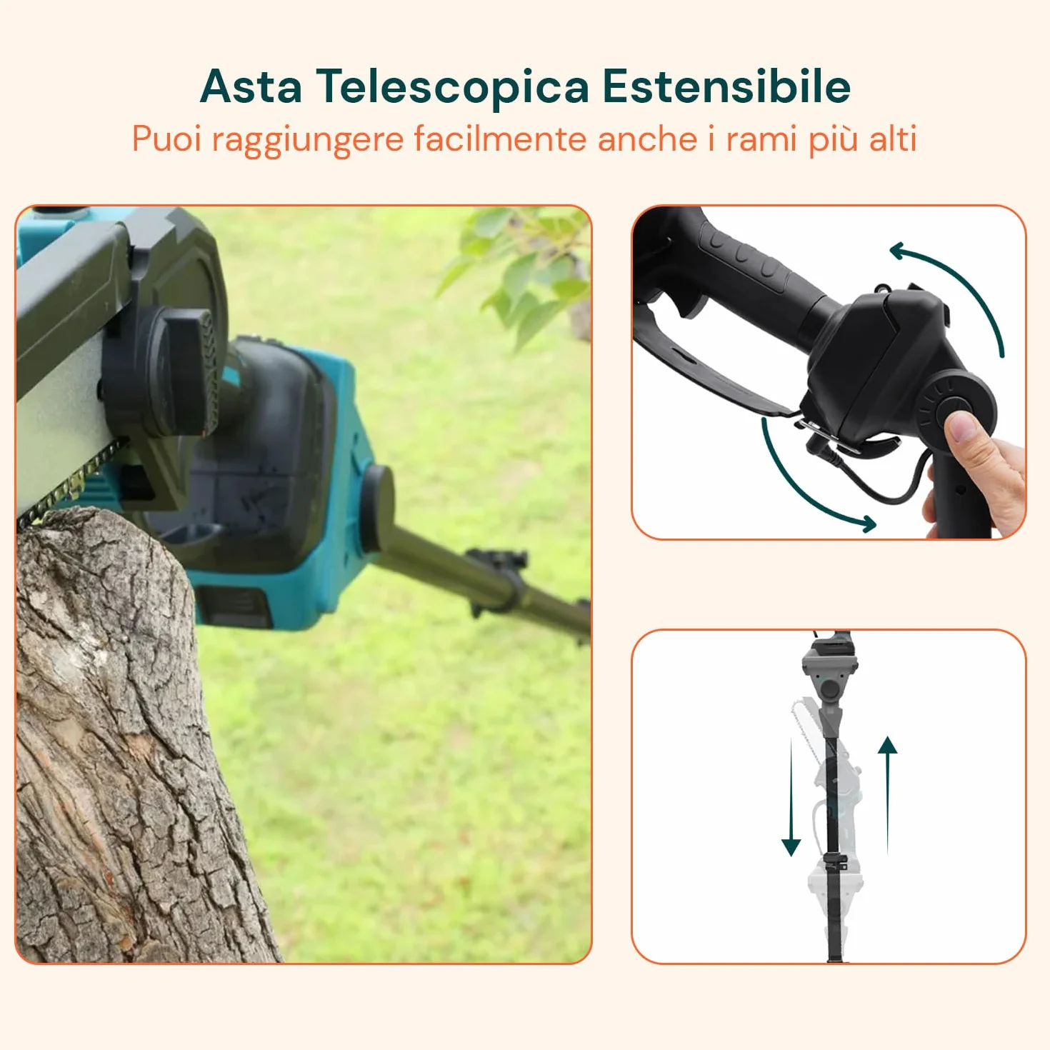 Avilia Kit Potatura 3 in 1 Forbici Potatura a Batteria Motosega 88V Asta Telescopica Giardinaggio
