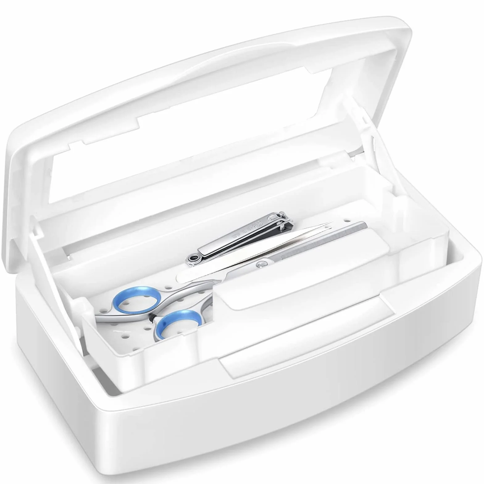 Vassoio Manicure, vassoio di sterilizzazione, Scatola di Disinfezione in Plastica, per Salone di Bellezza Manicure Capelli Strumenti Medici Manicure Laboratorio Articoli di pulizia (Bianco)