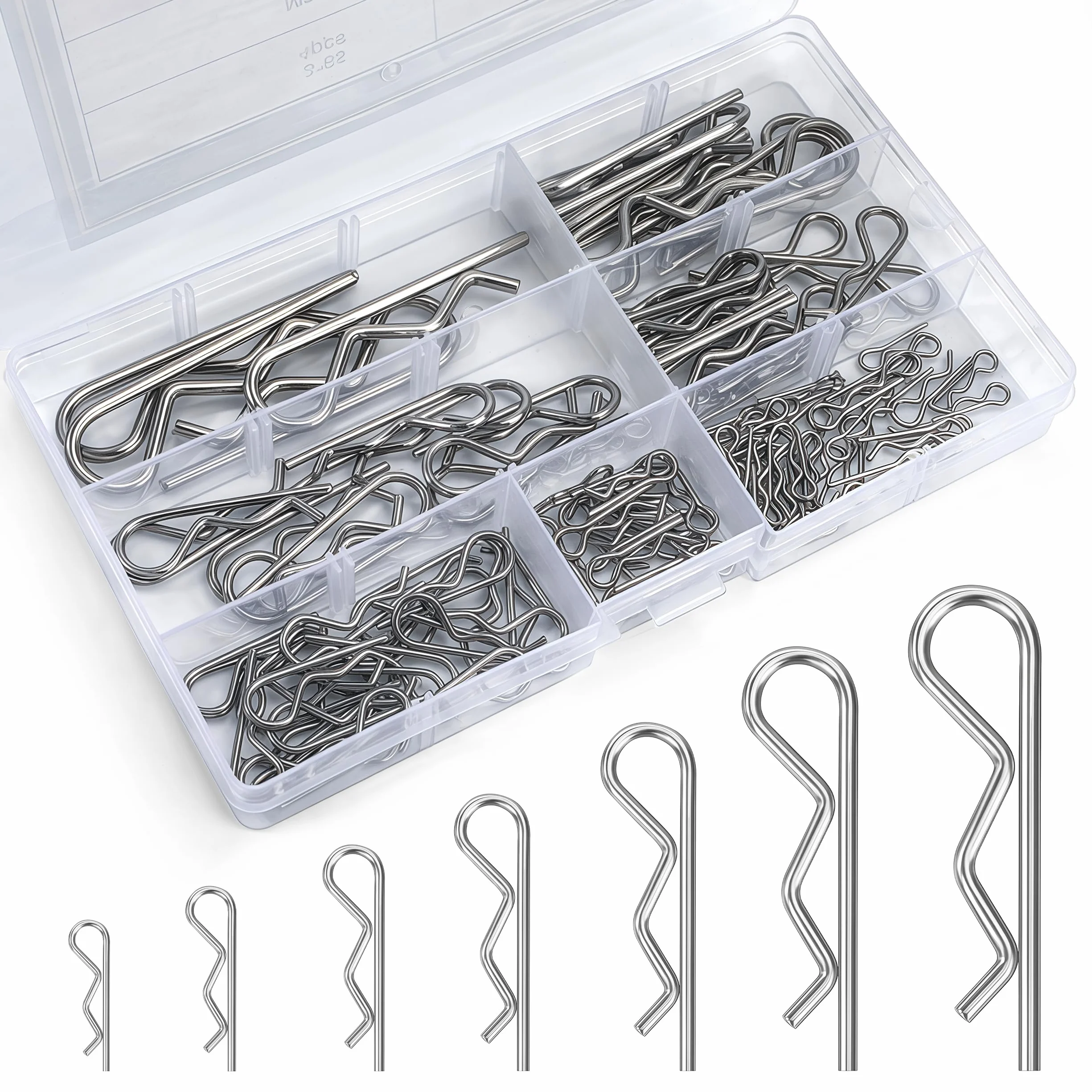 Copiglie Clips R Acciaio Inossidabile Set 7 Misure 110PCCS
