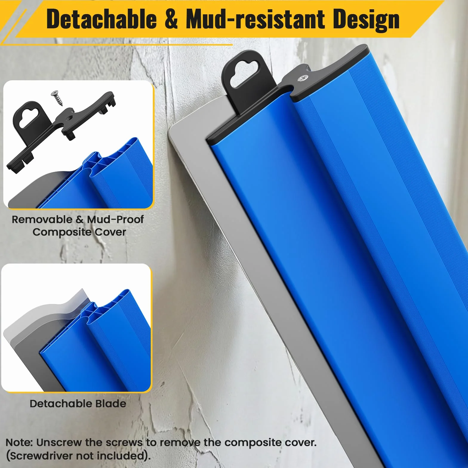 Set spatole 40 cm lama lisciante acciaio inox 0,45 mm manico ergonomico 34,5 cm per cartongesso intonaco stucco