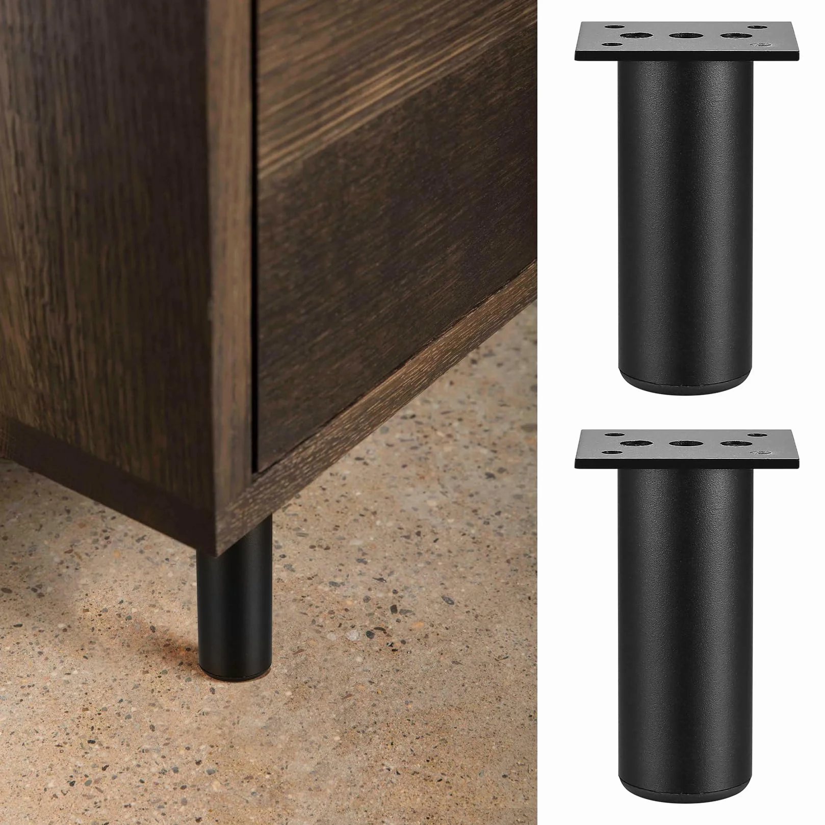 Piedini per Mobili in Metallo Alluminio 10 cm Gambe per Tavolo Scrivania Armadietto Divano Sedie Letto con Viti