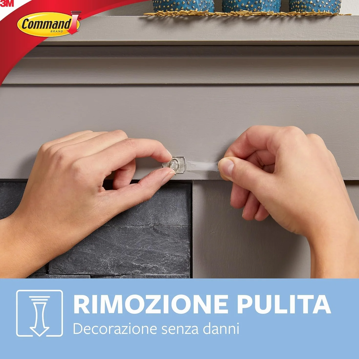 Command Mini Ganci Adesivi Trasparenti per Decorazioni Interne, 60 Ganci e 68 Strisce