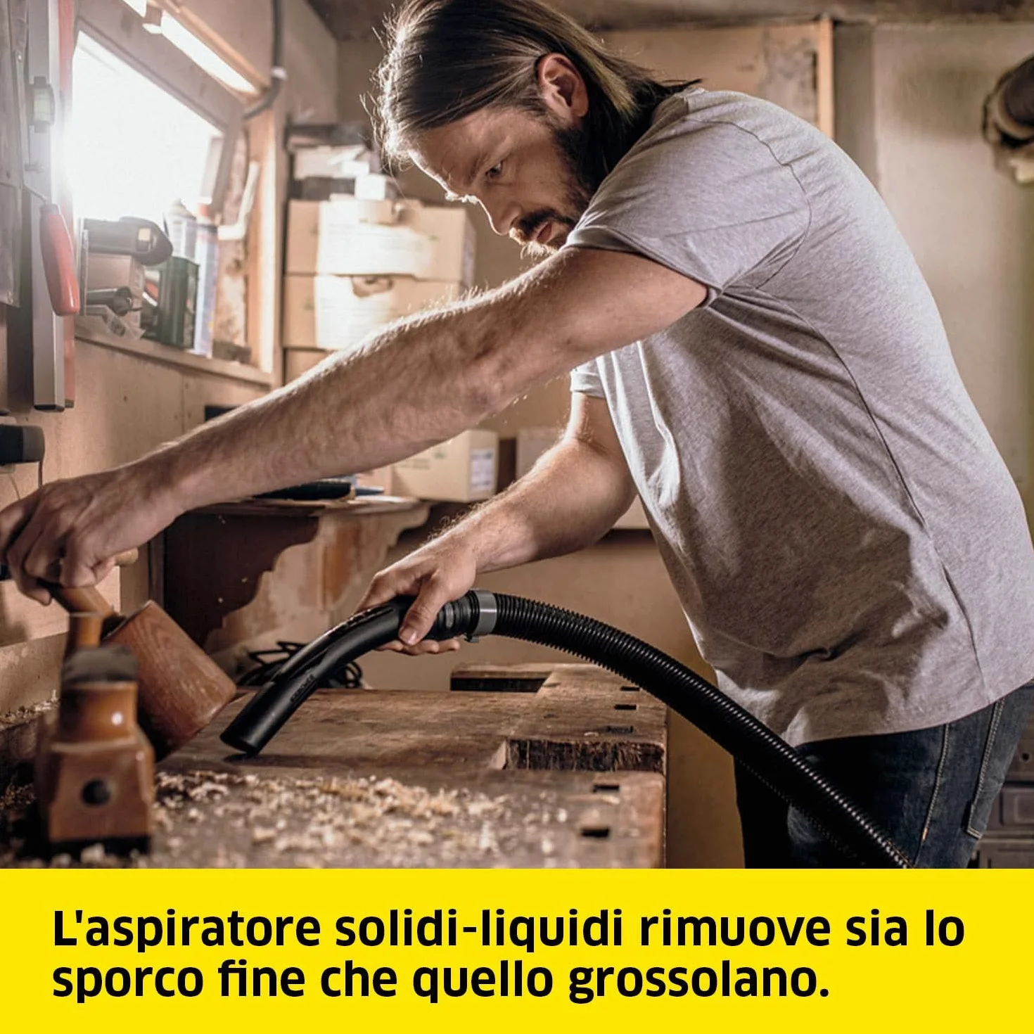 KÄRCHER WD 5 S V-25/5/22 aspiratore solidi liquidi 1200 W contenitore acciaio inox 25 l tubo aspirazione 2,2 m funzione soffiante filtro vello pulizia automatica filtro