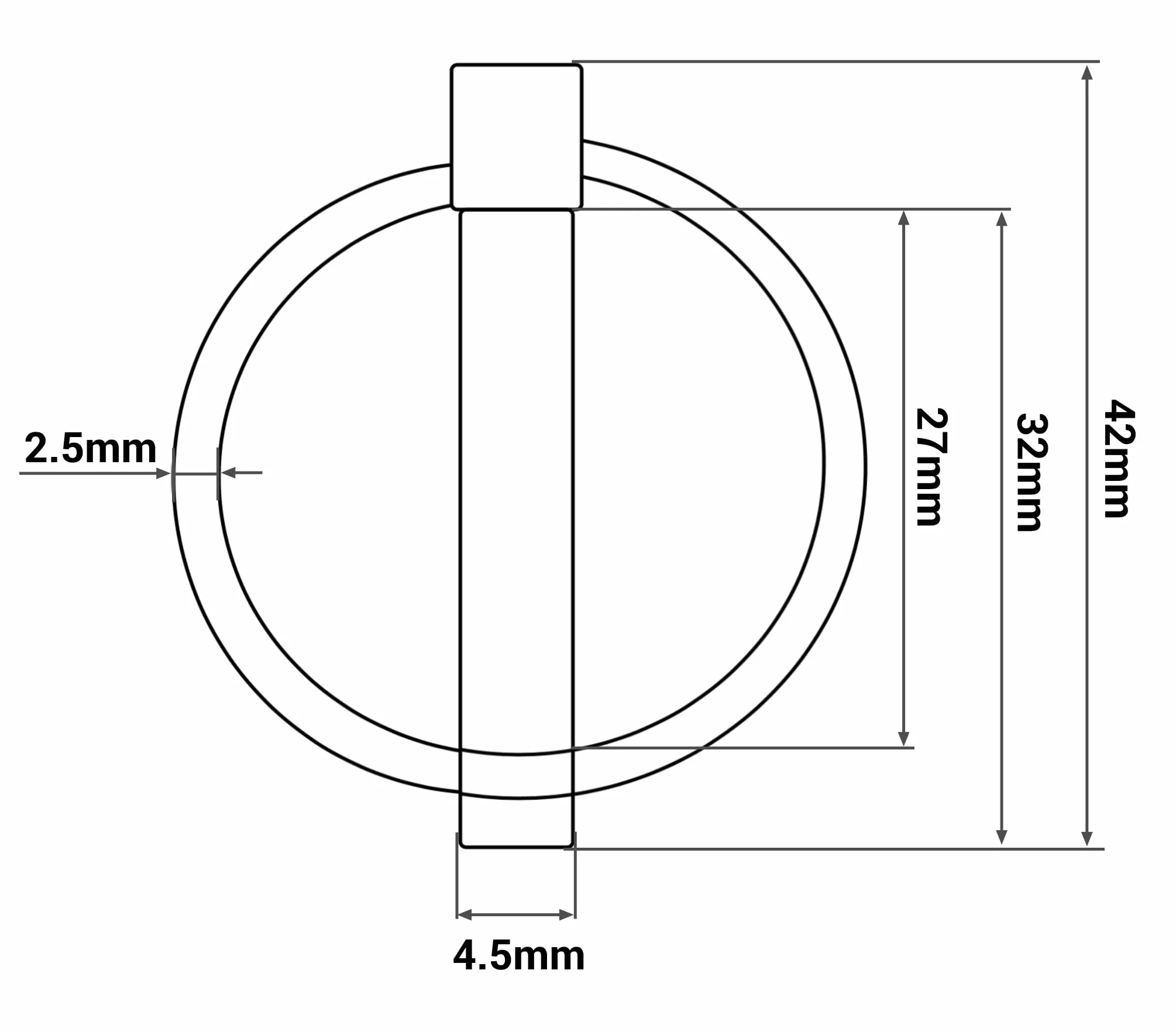 Spine a scatto in acciaio zincato 4,5 mm DIN 11023 con bloccaggio perno metallo anello 2 pezzi