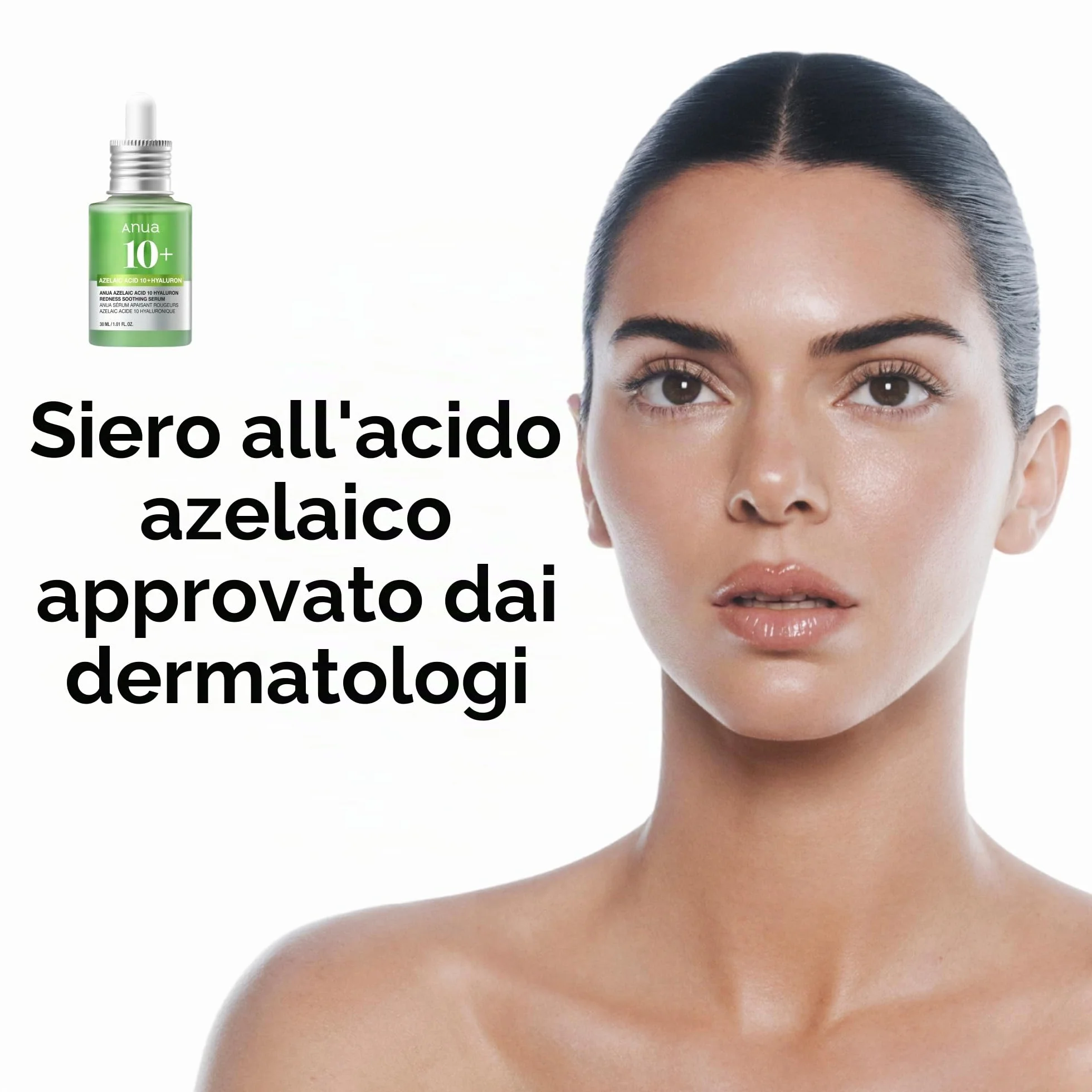 Anua Azelaic Acid 10 Hyaluron Redness Soothing Serum – Siero Coreano, Acido Azelaico 10%, Niacinamide, Acido Ialuronico, Pelle Sensibile e Acneica, Lenitivo per Rossori e Imperfezioni, (30ml)