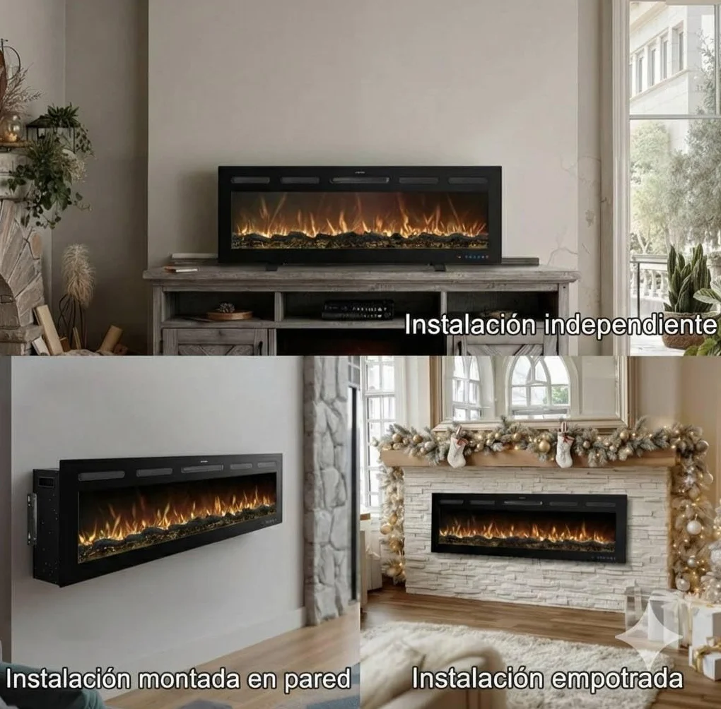 Galaxy Pro Caminetto elettrico Wi-Fi Alexa Google Home 750/1500 W 13 LED fiamma a incasso 183 cm