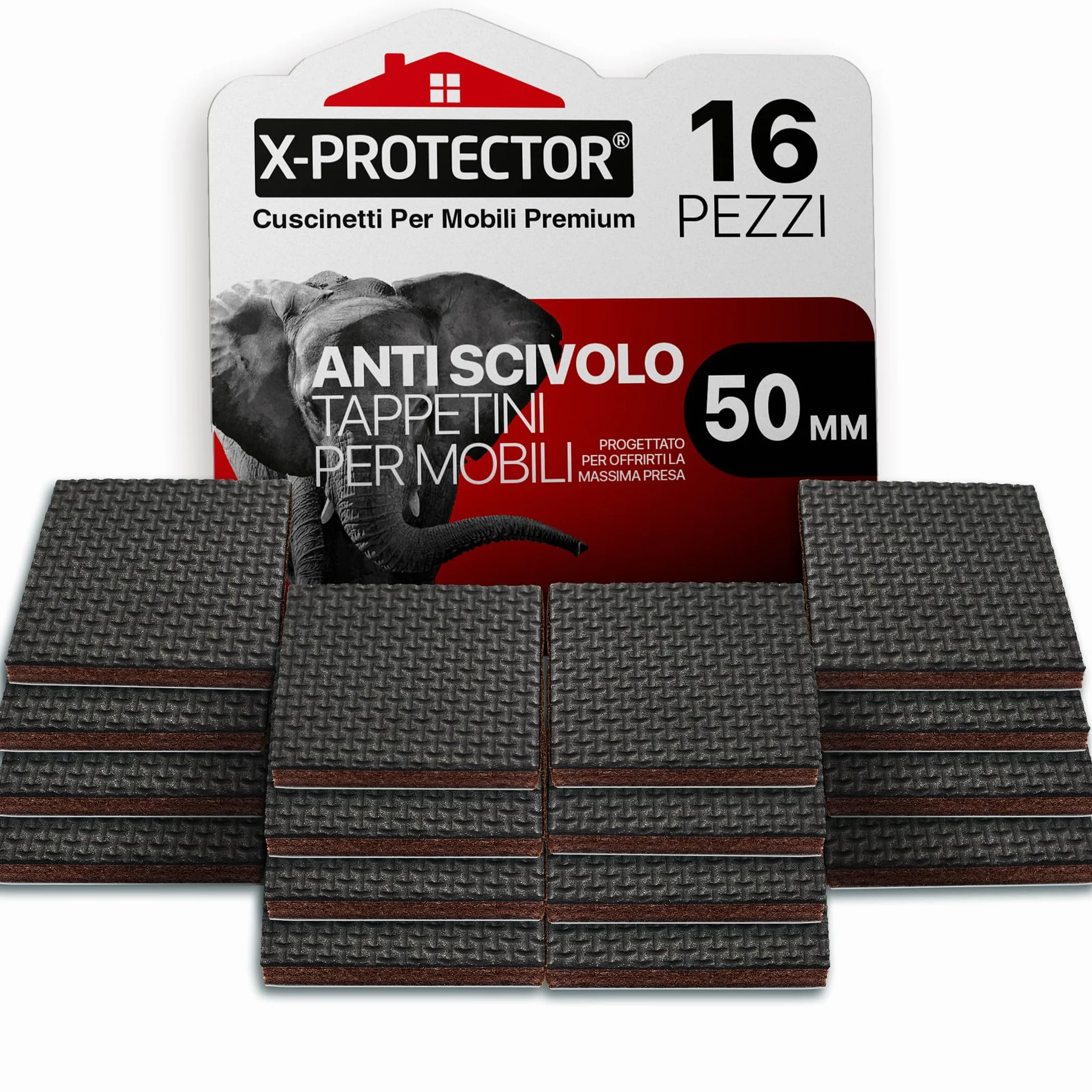 X-PROTECTOR Piedini antiscivolo gomma 50 mm 16 pz – Adesivi per mobili