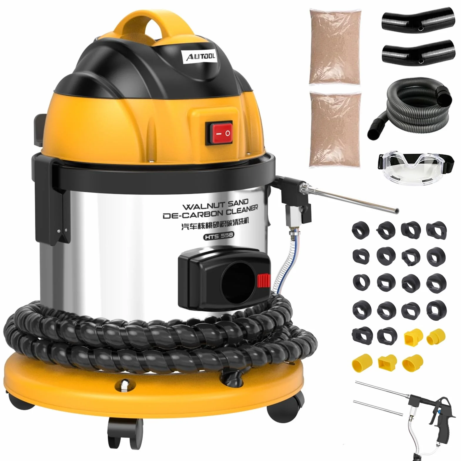 AUTOOL HTS558 Sabbiatrice di Noce, Macchina Pulizia Valvola Aspirazione Motore 220 V 23 Adattatori