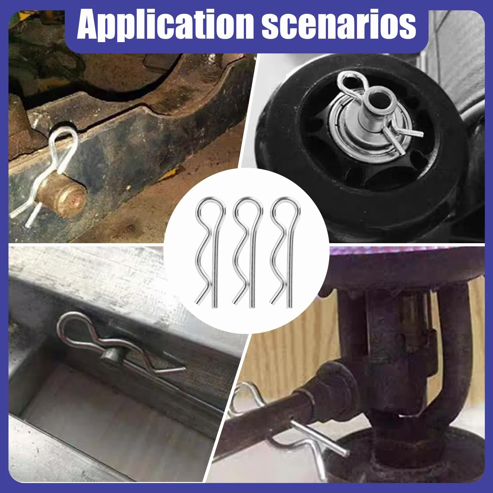 R Clip Perni di Fissaggio in Acciaio Inossidabile Set Coppiglie a Molla 6 Misure Diverse per Auto Rimorchi Tosaerba