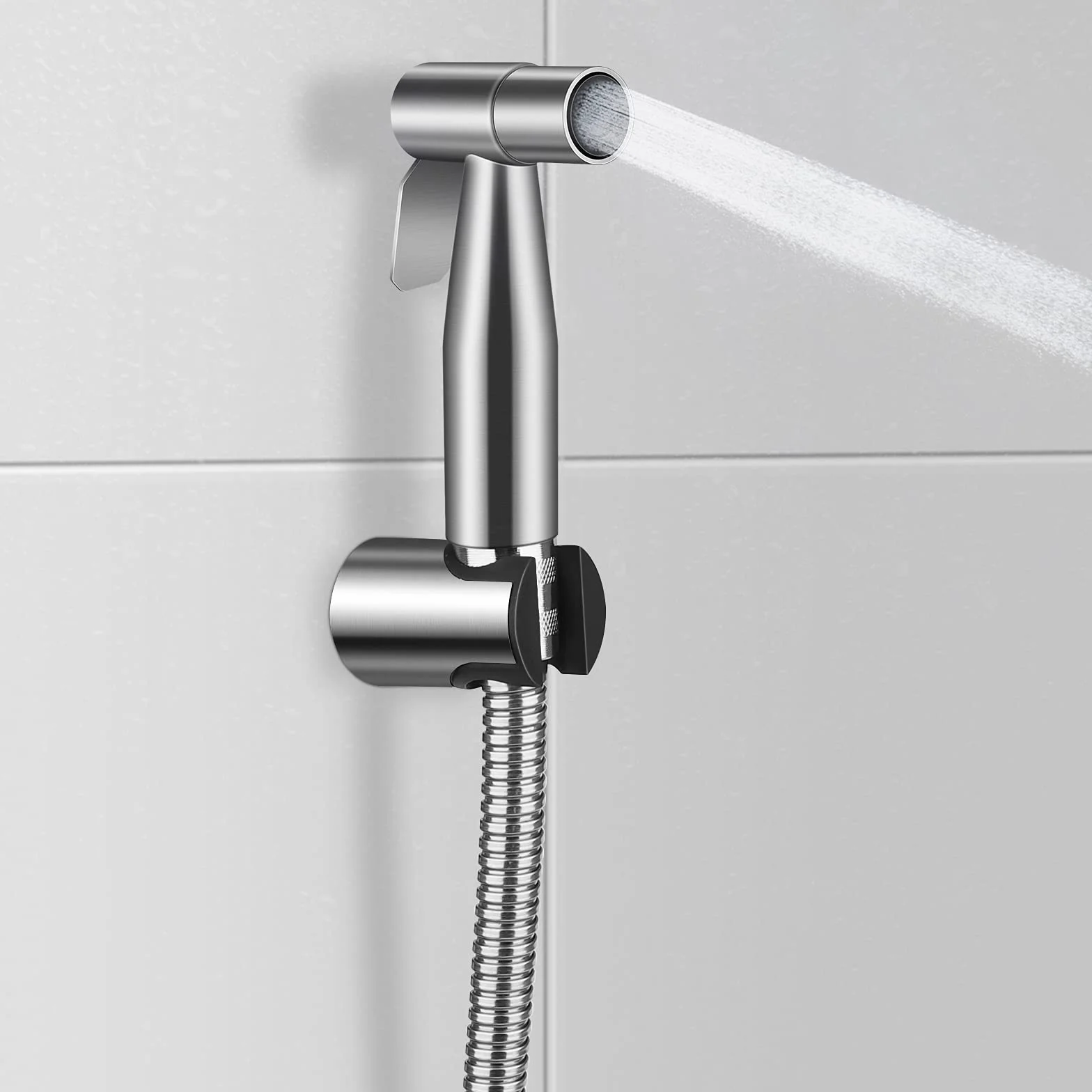 Doccetta per Bidet a Mano in Acciaio Inox 1.5M Tubo Flessibile Staffa a Muro Set Completo Doccia Bidet