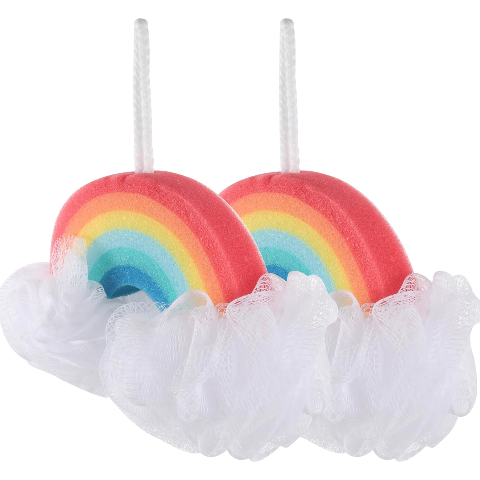 Housoutil Spugna da Bagno Arcobaleno per Bambini 2 Pezzi potere Esfoliante Delicato in Materiale Spugna per Bagno Quotidiano