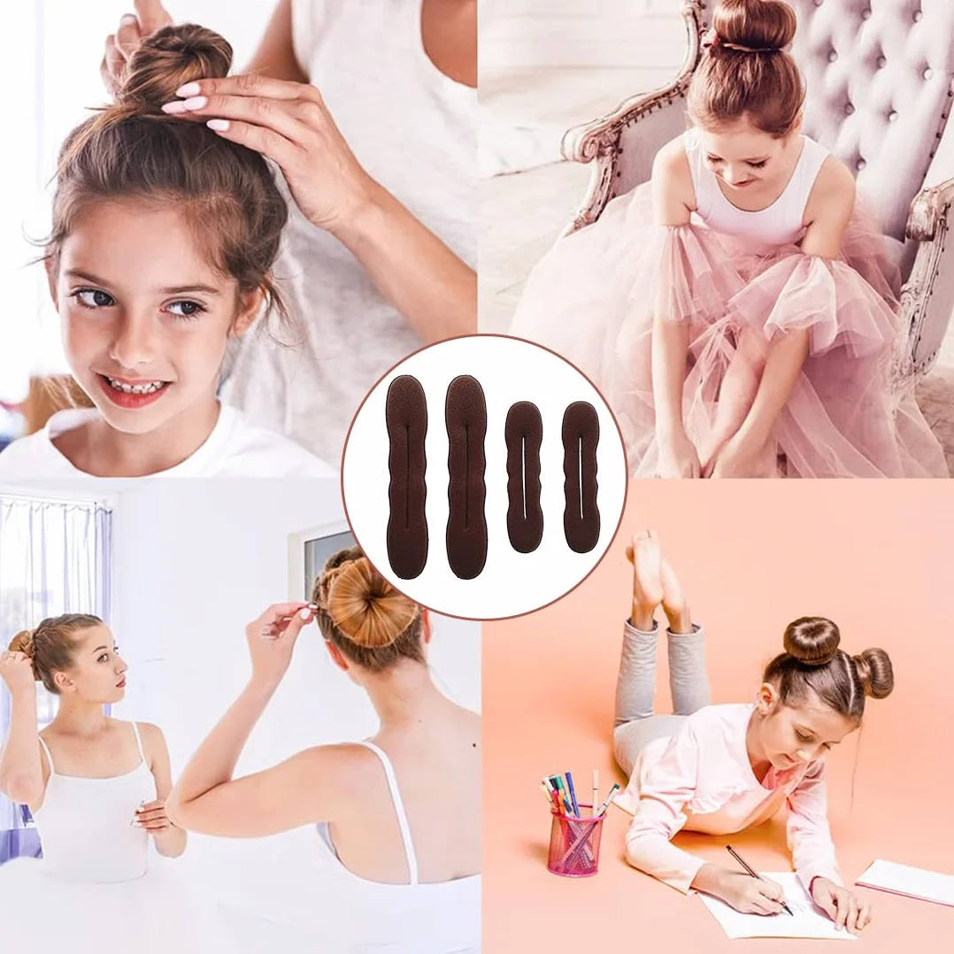 4 Pezzi Chignon per Ciambella, Capelli Strumento per Intrecciare, Twist Curler Donut Strumenti, Magico Articolo per Raccogliere i Capelli in Modo Semplice e Veloce
