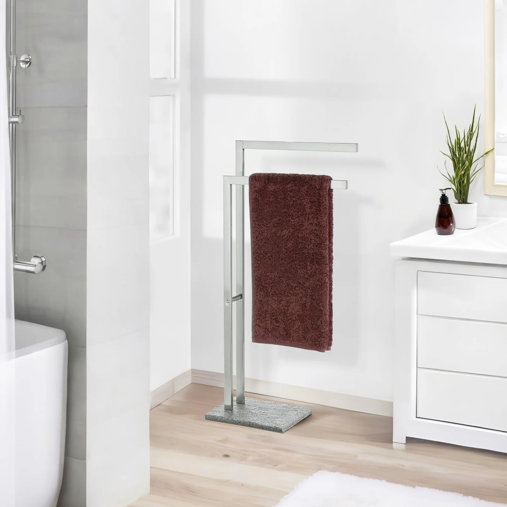 WENKO Piantana portasalviette Granite Acciaio inossidabile 43.5 x 86.5 x 20 cm Satinato