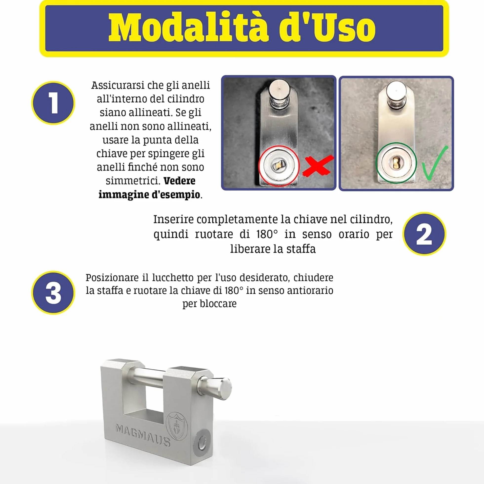 Magmaus® Lucchetti da esterno in acciaio inox RTL/70 Alta sicurezza resistenti per container