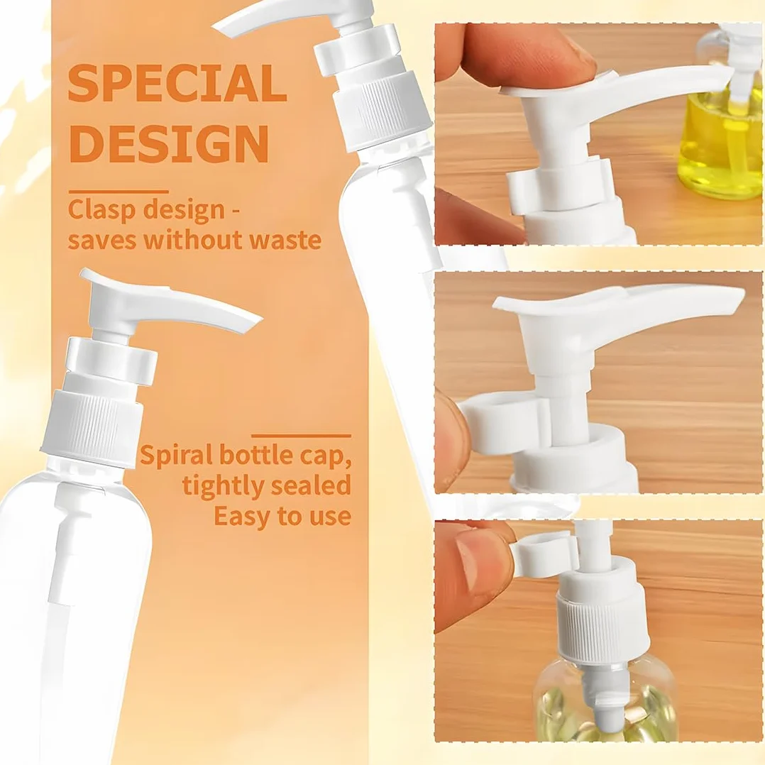 6 flaconi vuoti con pompa airless da 50 ml, flaconi con pompa airless ricaricabili, erogatori di crema ricaricabili con imbuto, adesivi per cosmetici, creme, lozioni