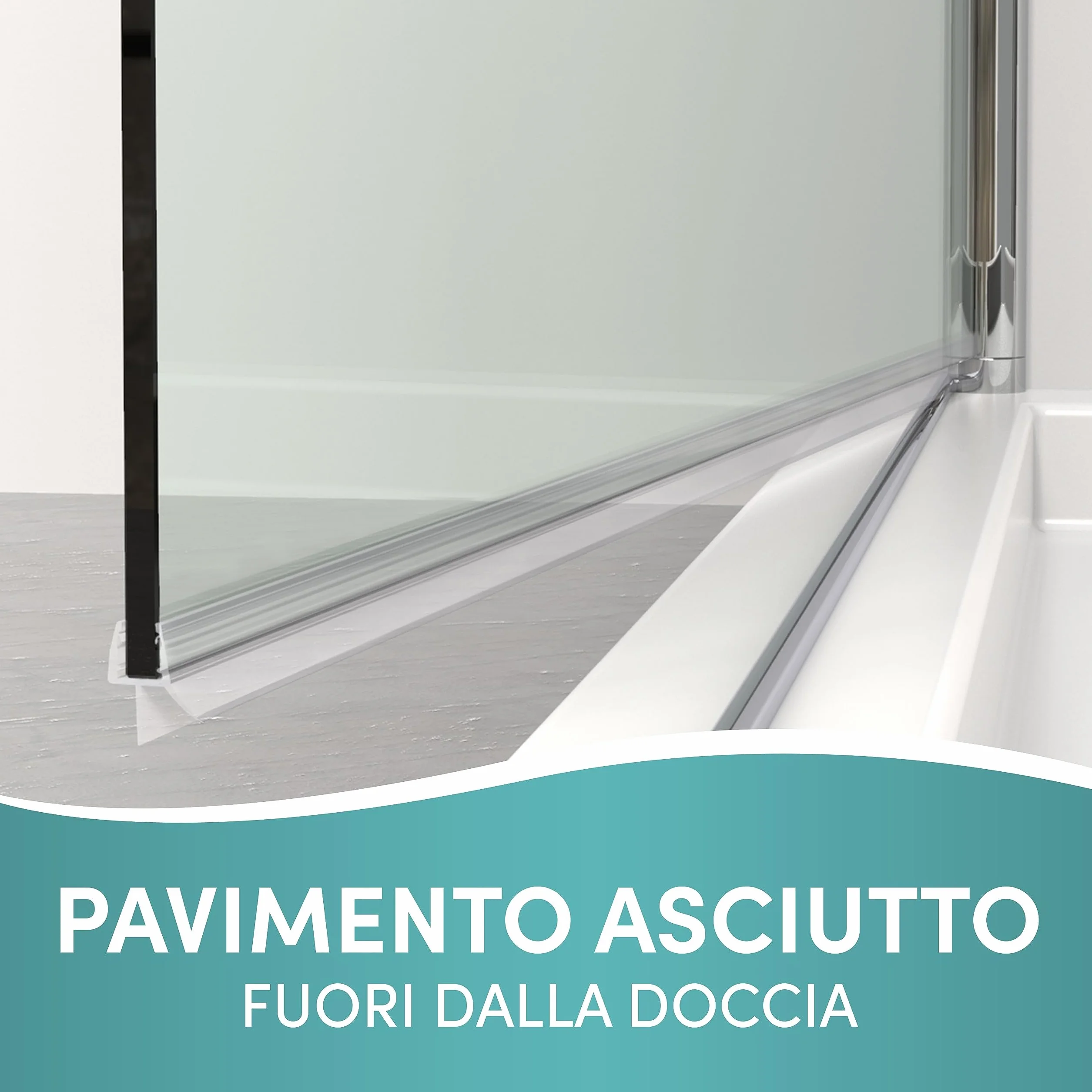 Engelbach Guarnizione Doccia Sottoporta per Porte in Vetro 5-8 mm, Profilo in Gomma Extra Spesso, Impermeabile