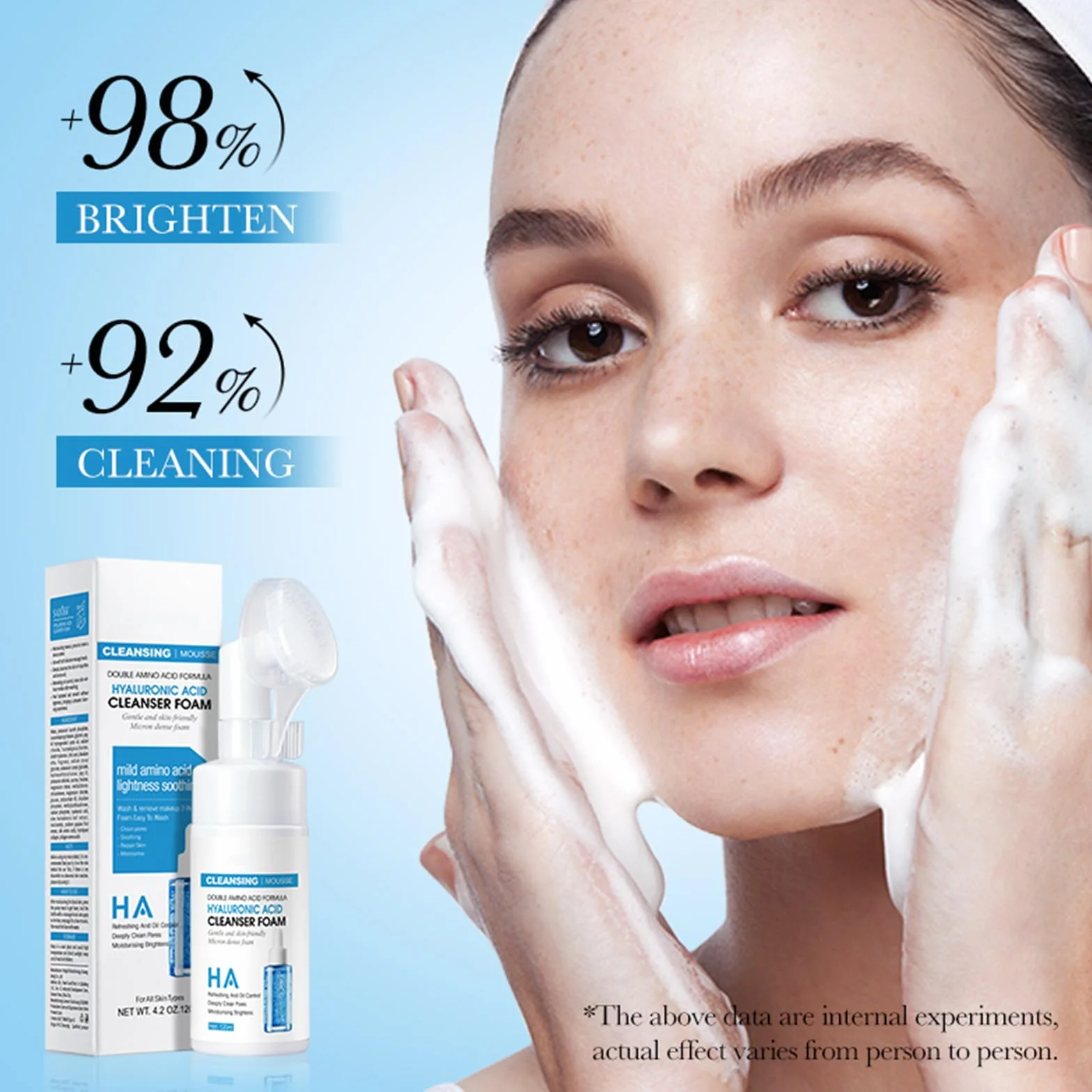 Mousse detergente, schiuma detergente fine organica, cosmetici naturali Schiuma detergente per il viso Schiuma detergente idratante per il viso