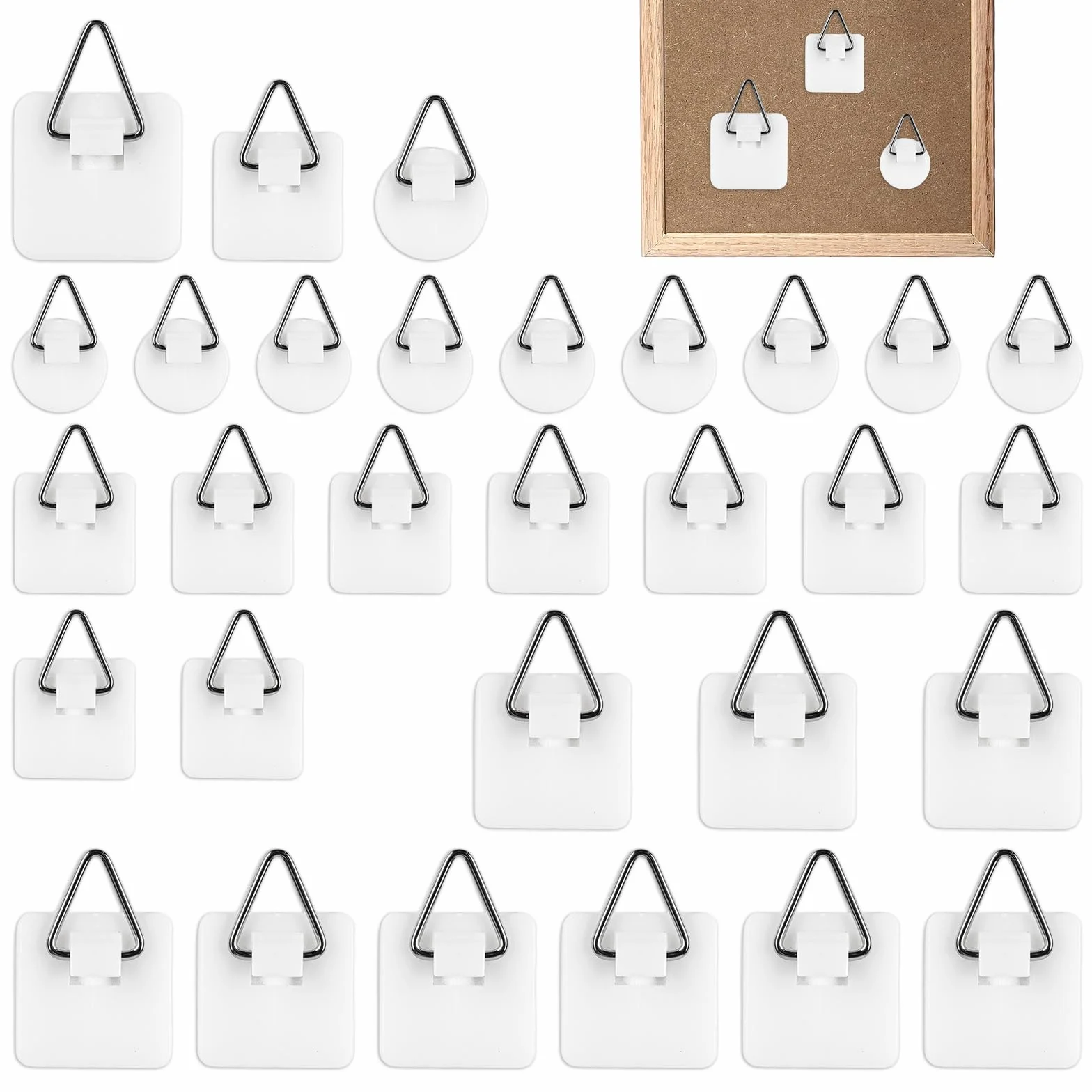 Adhesive Picture Hooks for Wall Hanging, Appendi Quadri Senza Chiodi, 30 Ganci Adesivi